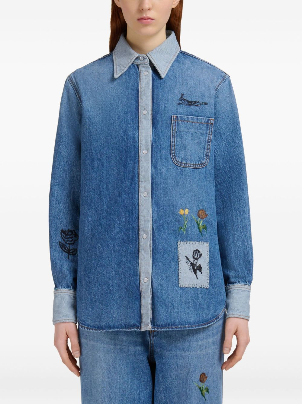 embroidered denim shirt - 2