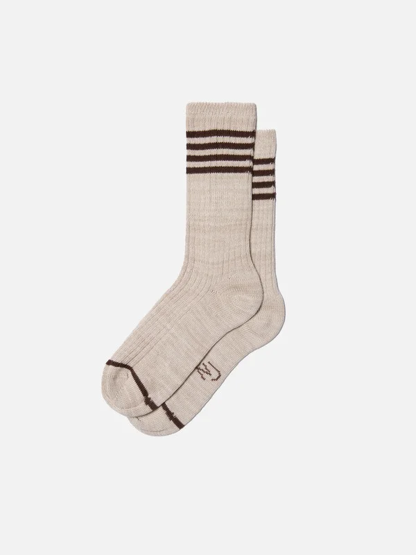 Men Tennis Socks Stripe Beige - 1