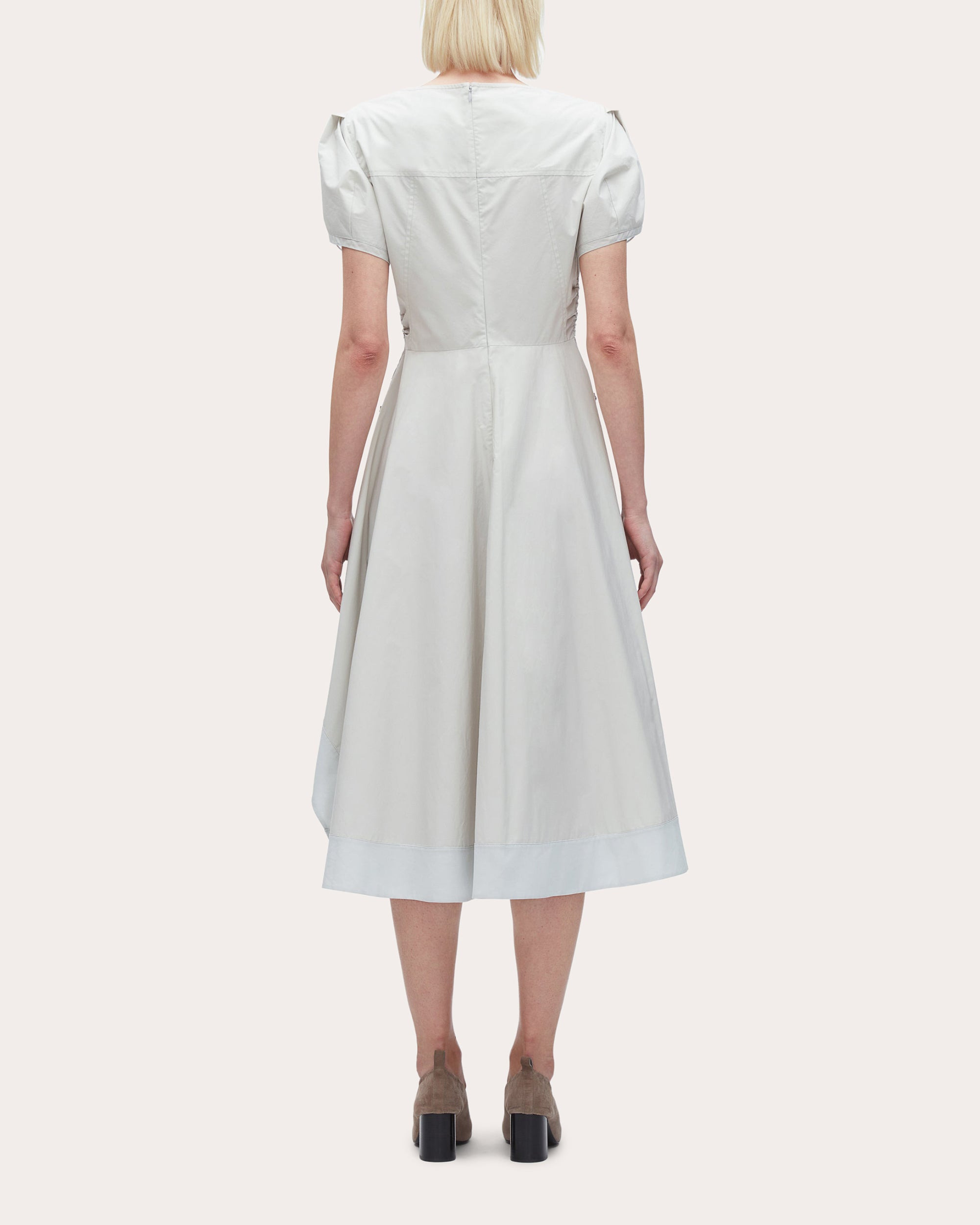 Techno Poplin V-Neck Midi Dress - 2