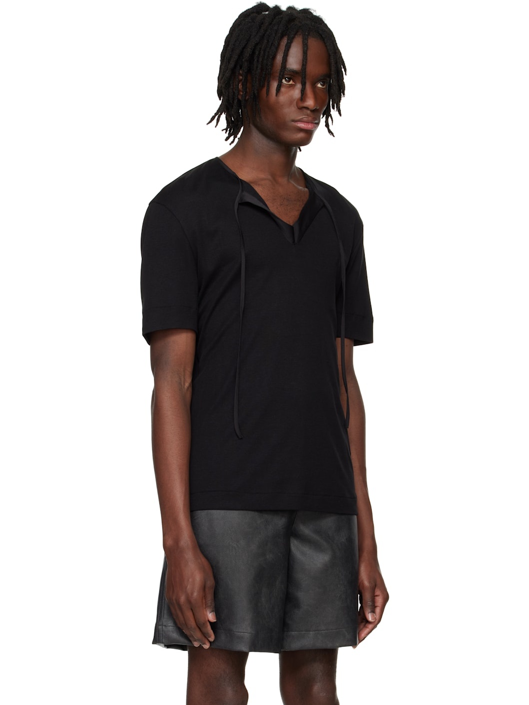Black Satin Strap T-shirt - 2