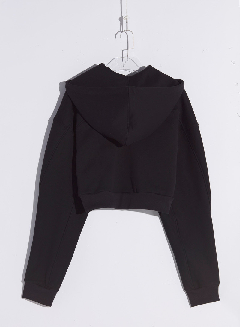 MUGLER black spiral cropped hoodie outlook