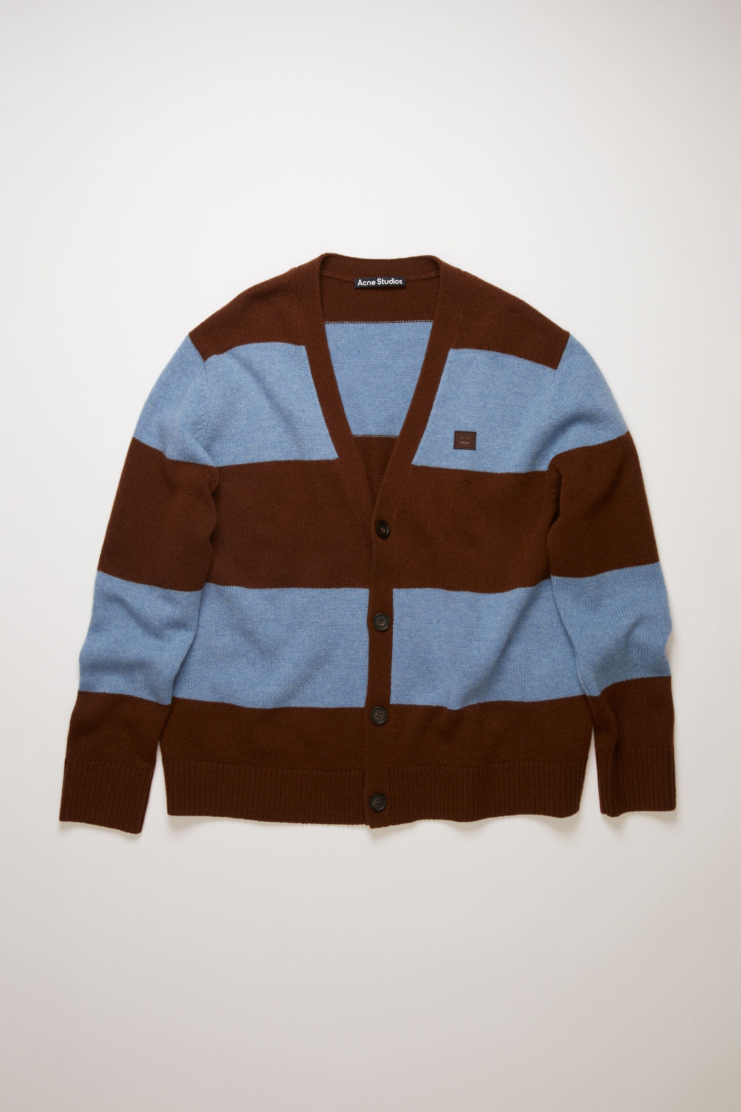 Block stripe cardigan dark brown/mineral blue - 1