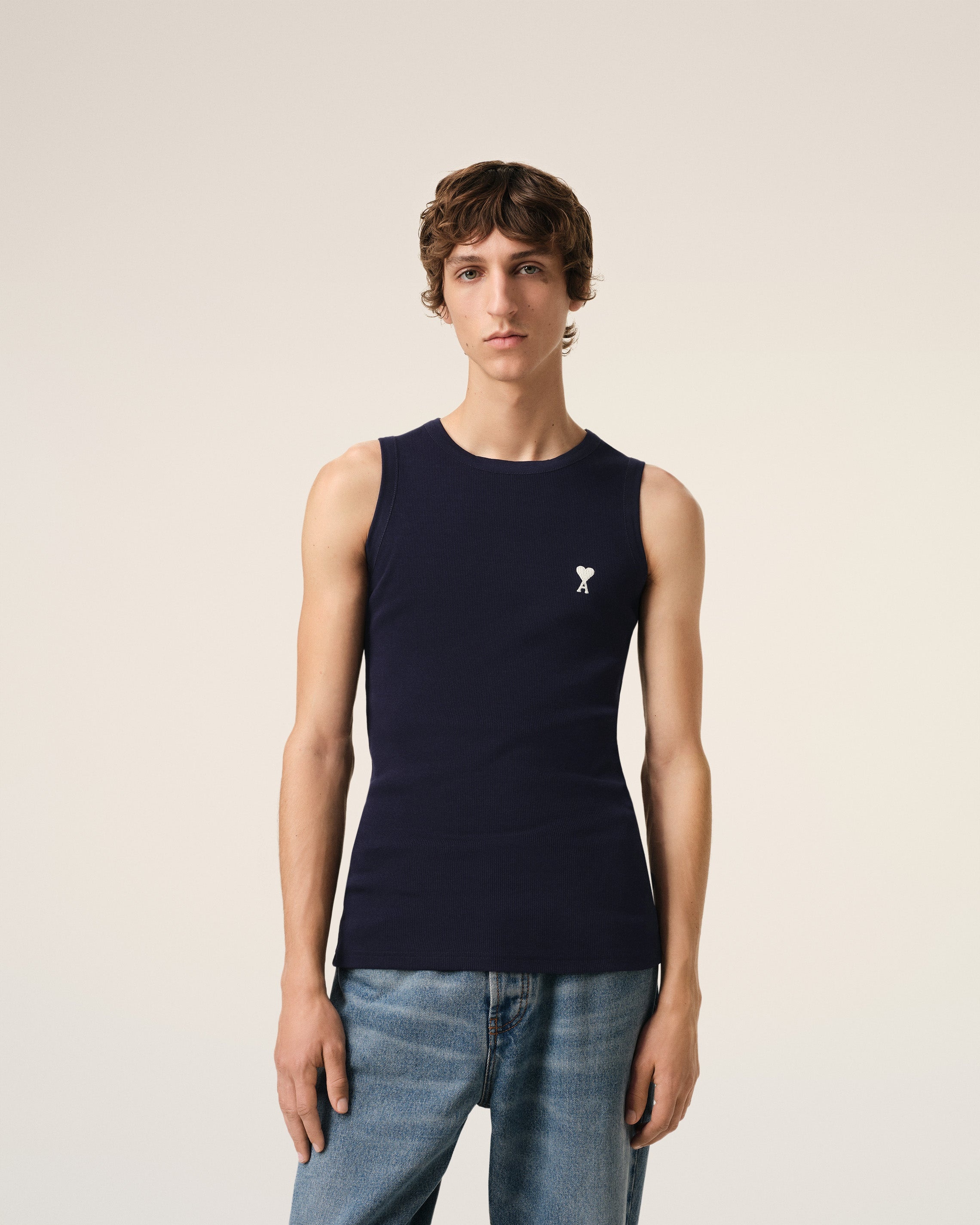 NAVY COTTON RIB AMI DE COEUR TANKTOP - 3