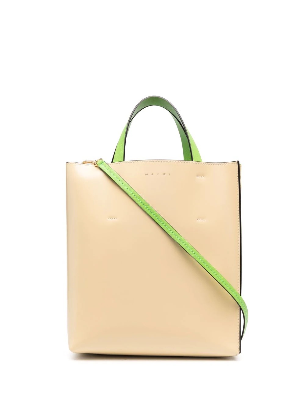 colour-block leather tote bag - 1