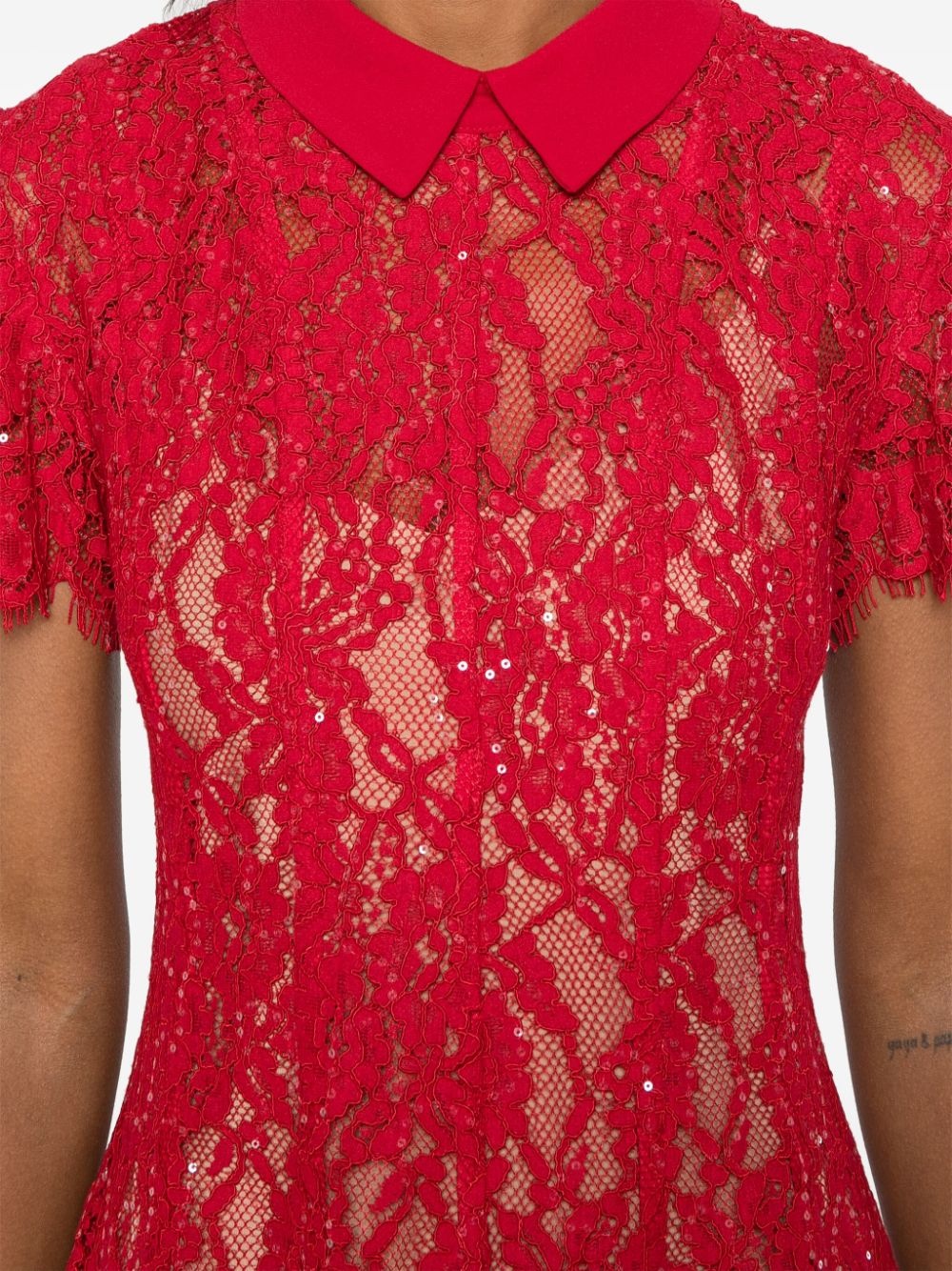 sequin lace mini dress - 5