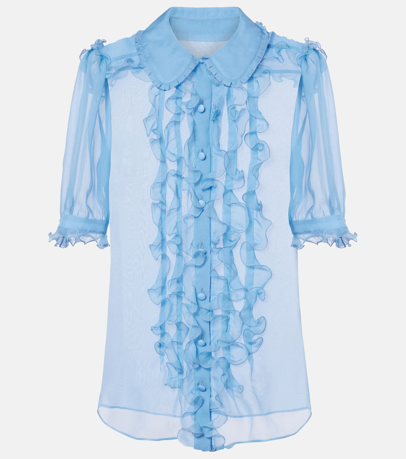Ruffled semi-sheer silk blouse 1