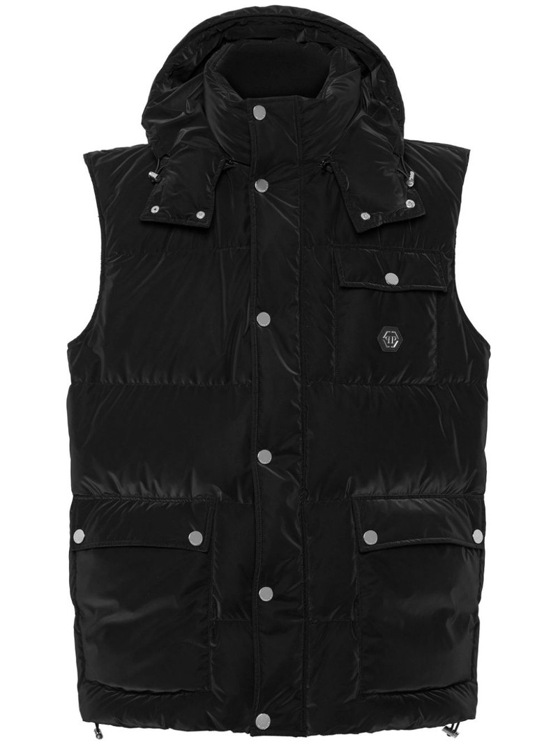 logo-appliquÃ© hooded puffer gilet 1