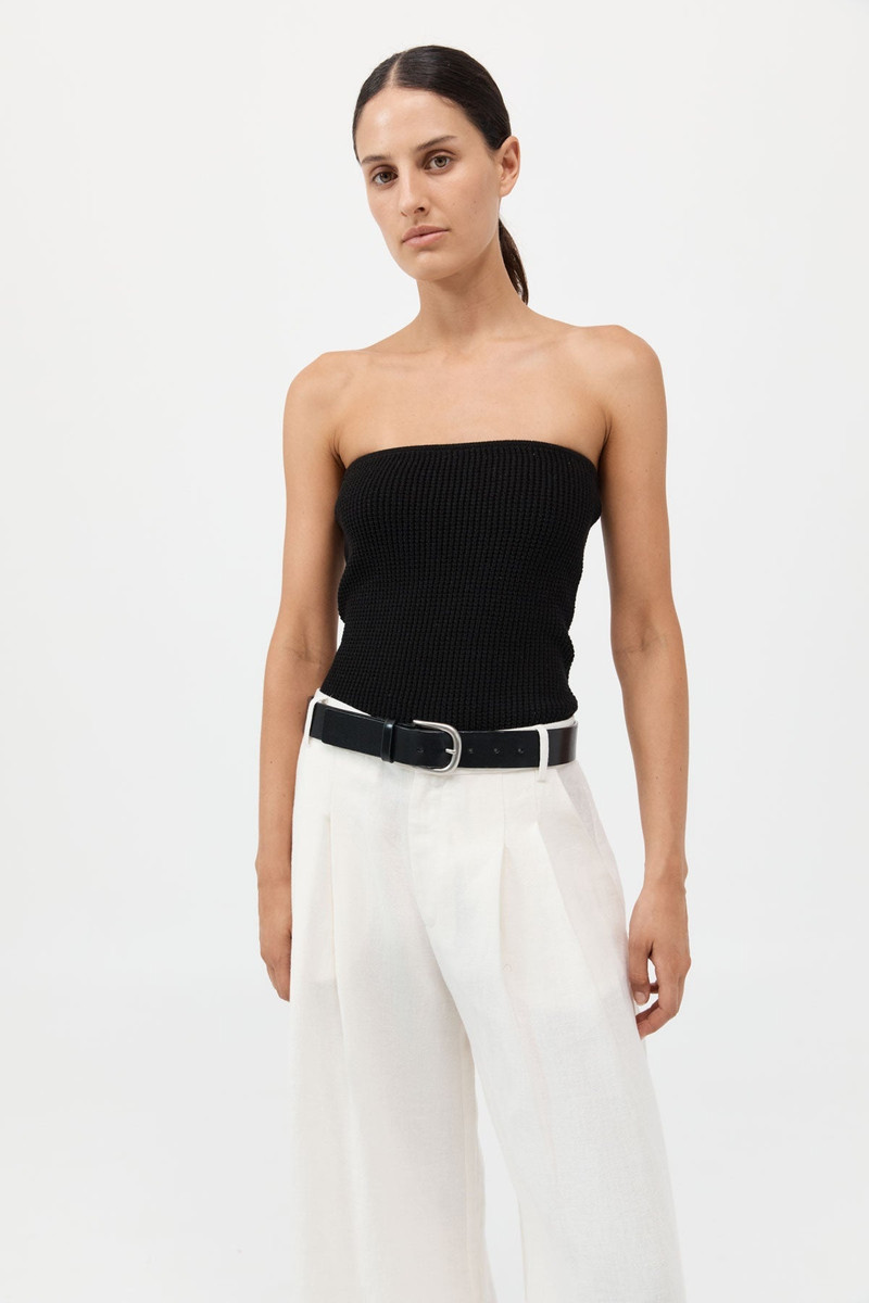 Textured Knit Strapless Top - Black 2