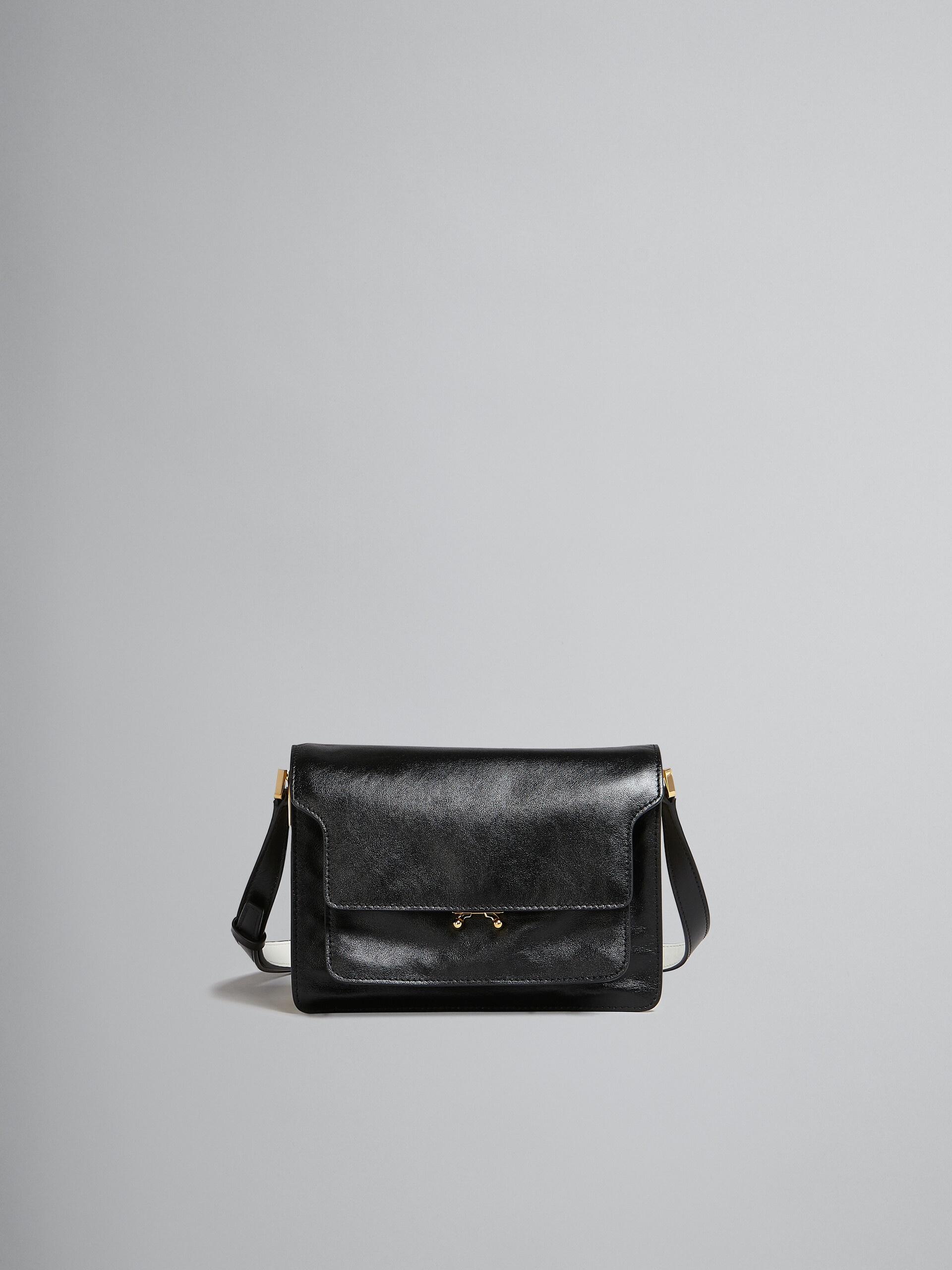 TRUNK SOFT MEDIUM BAG IN BLACK AND WHITE LEATHER - 1