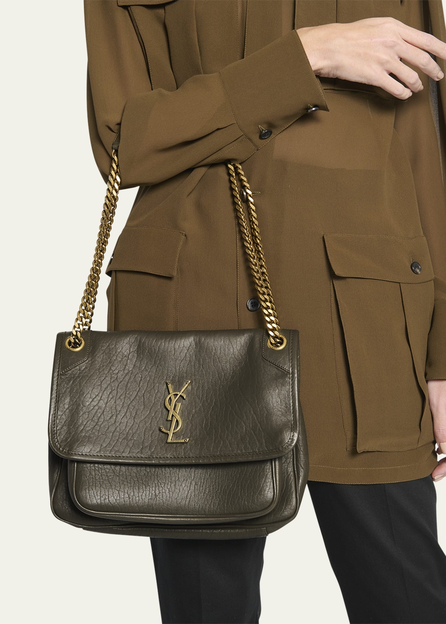 Niki Medium YSL Leather Shoulder Bag - 2