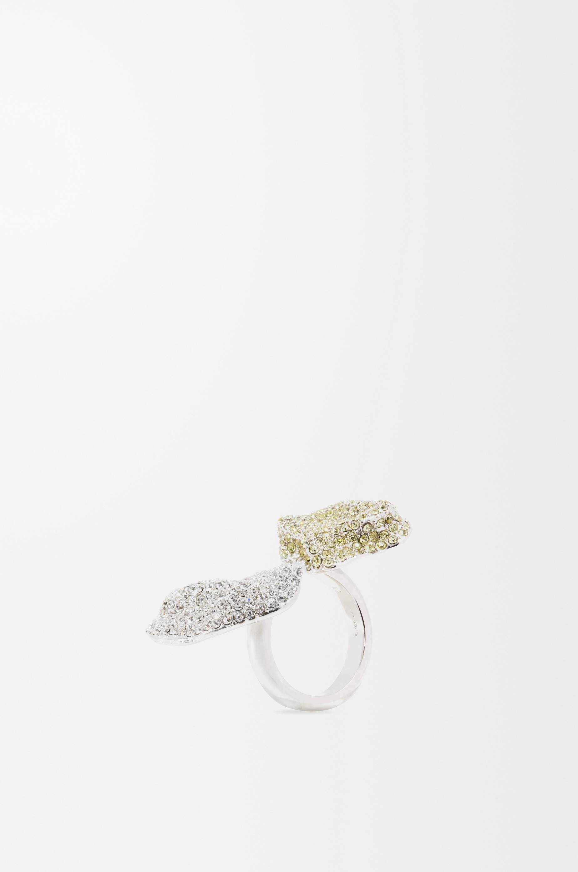 Glitter Fragment double ring in sterling silver and crystals - 4