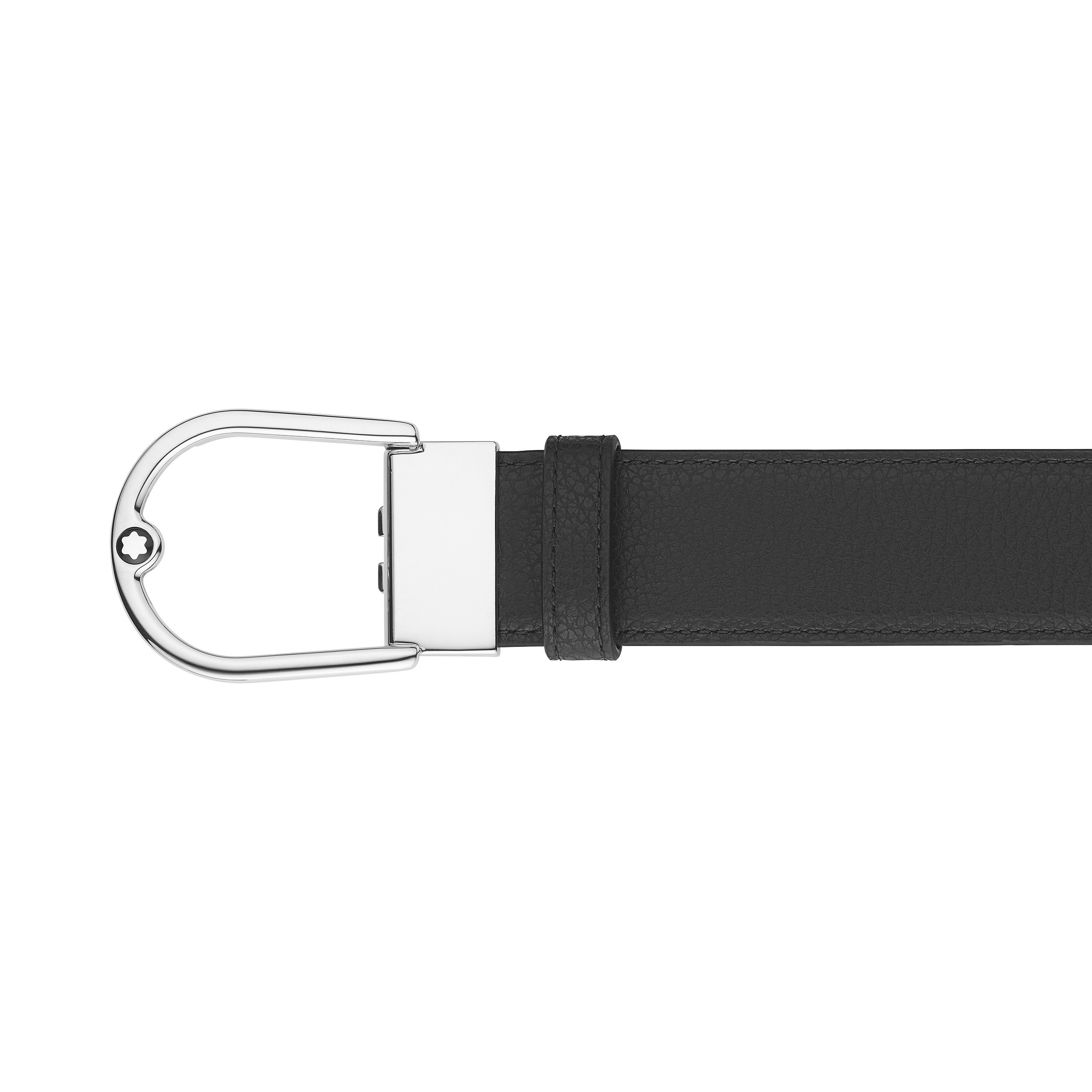 Horseshoe buckle grainy ebony/black 35mm reversible leather belt - 4