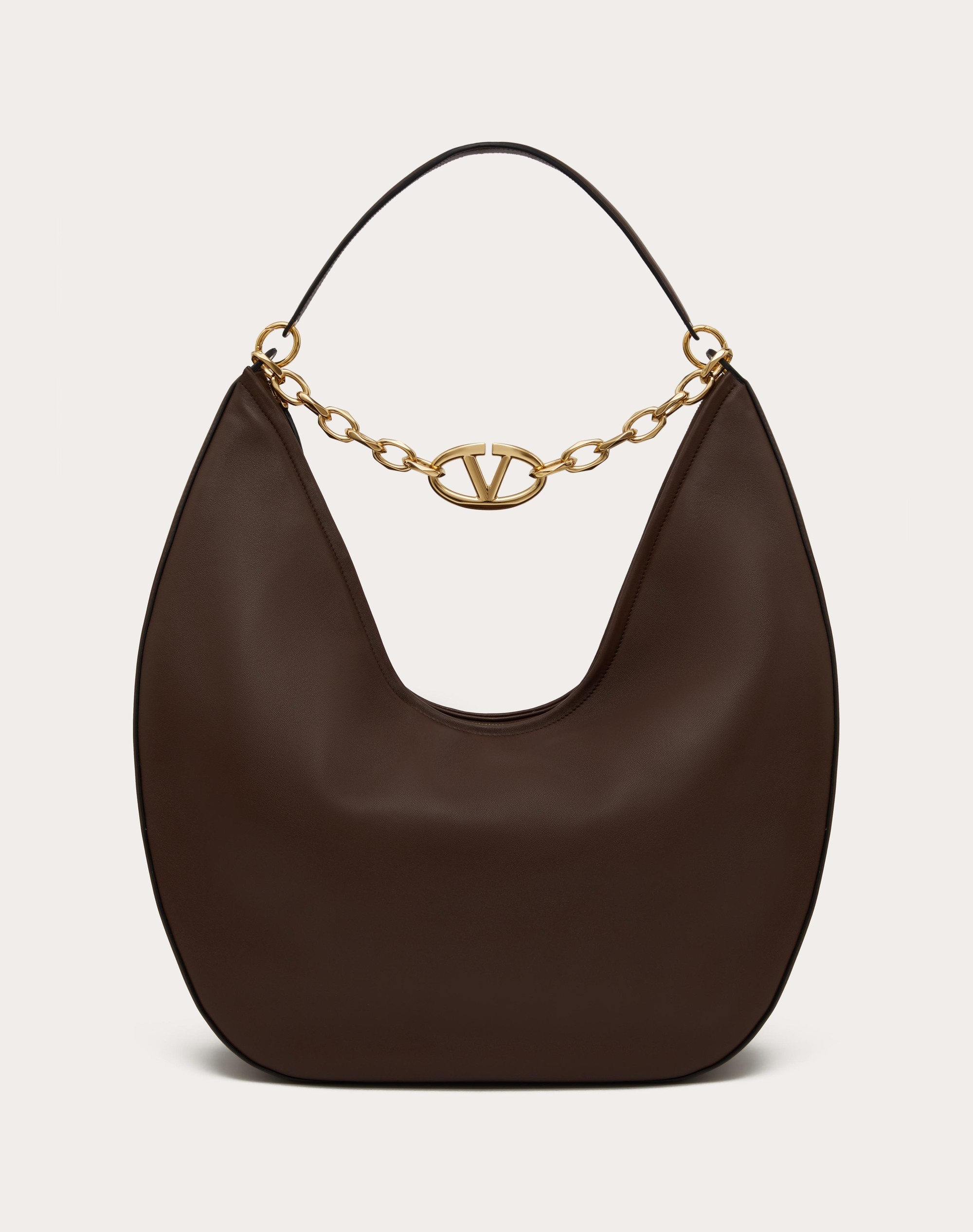 MAXI VLOGO MOON NAPPA LEATHER HOBO BAG WITH CHAIN - 1