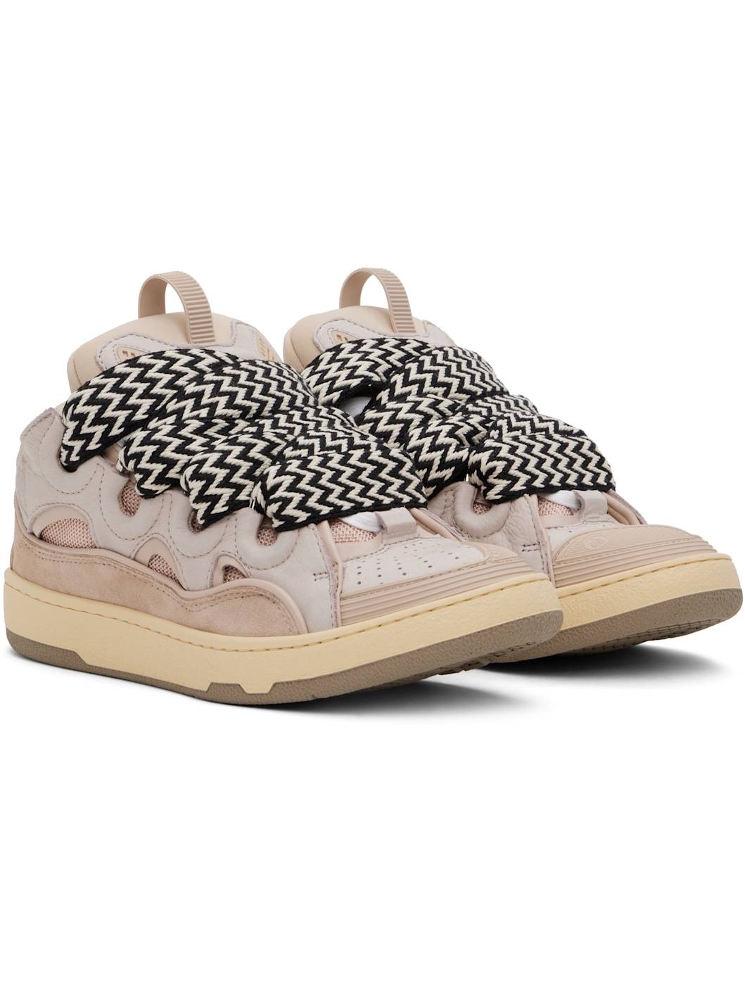 Pink Leather Curb Sneakers - 4