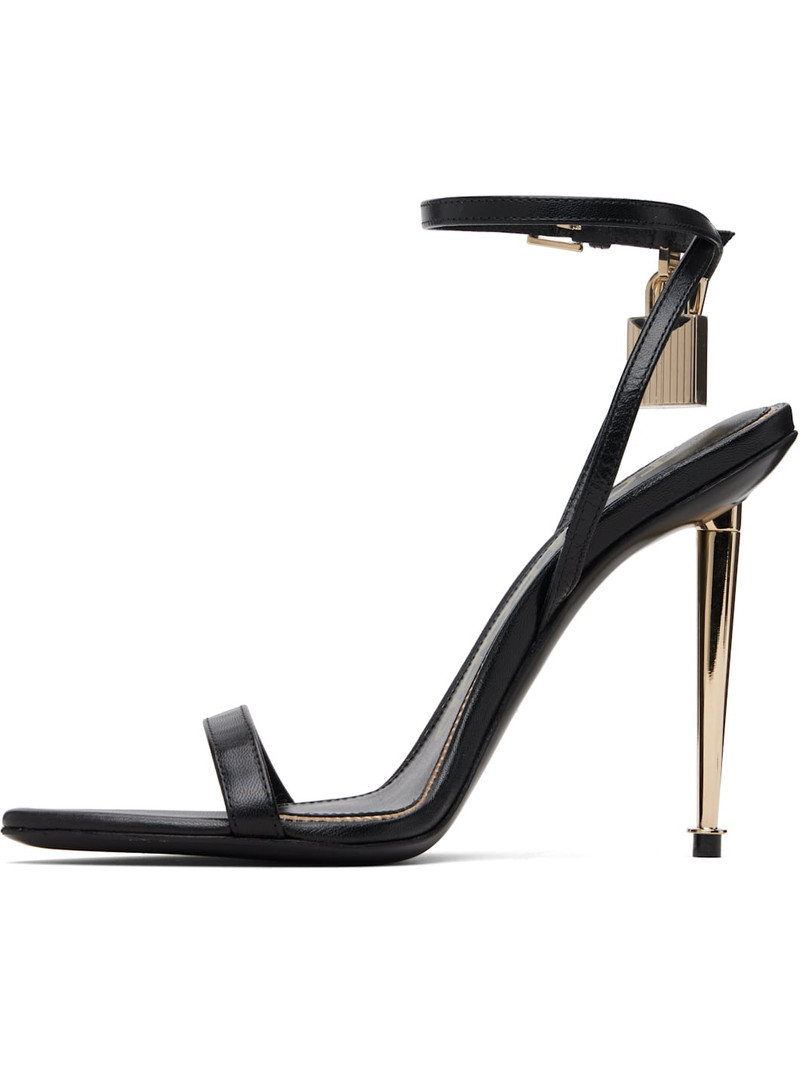 TOM FORD Black Padlock Pointy Naked Heeled Sandals outlook