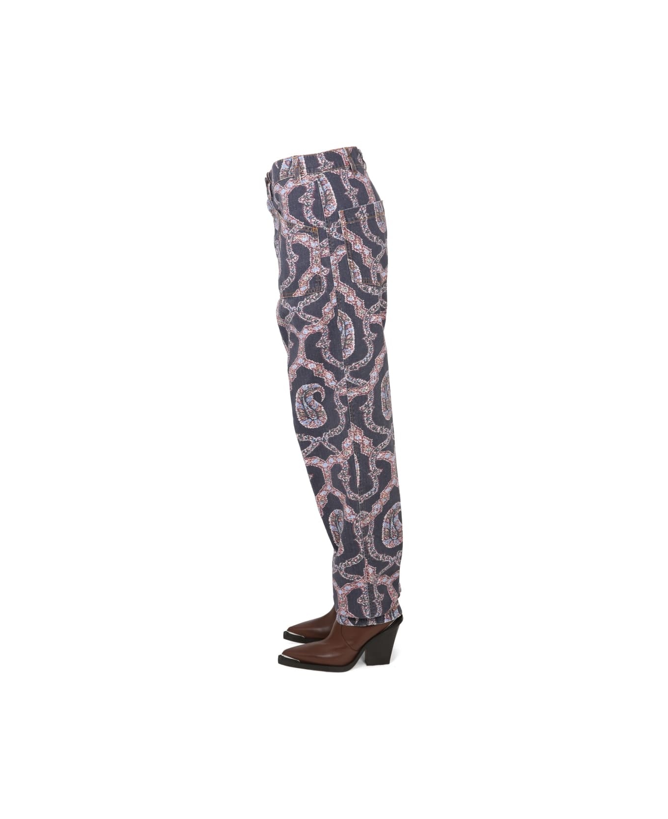 Paisley Denim Pants - 3