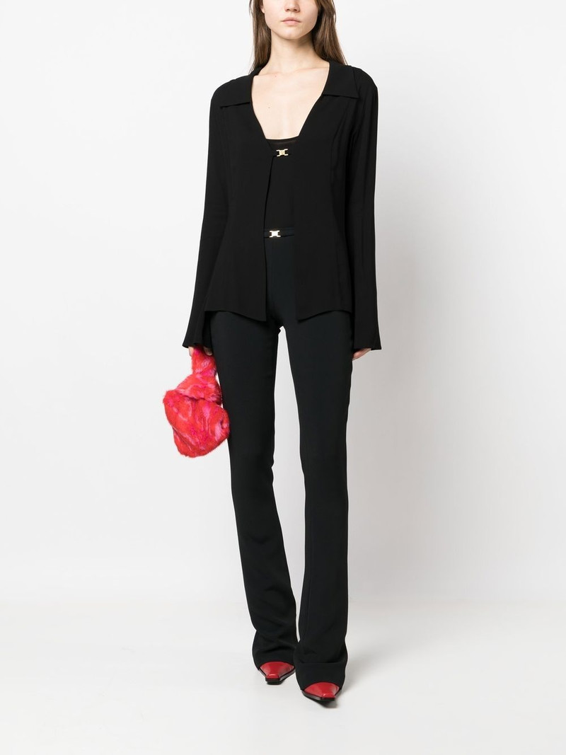 Blumarine logo-buckle flared trousers outlook