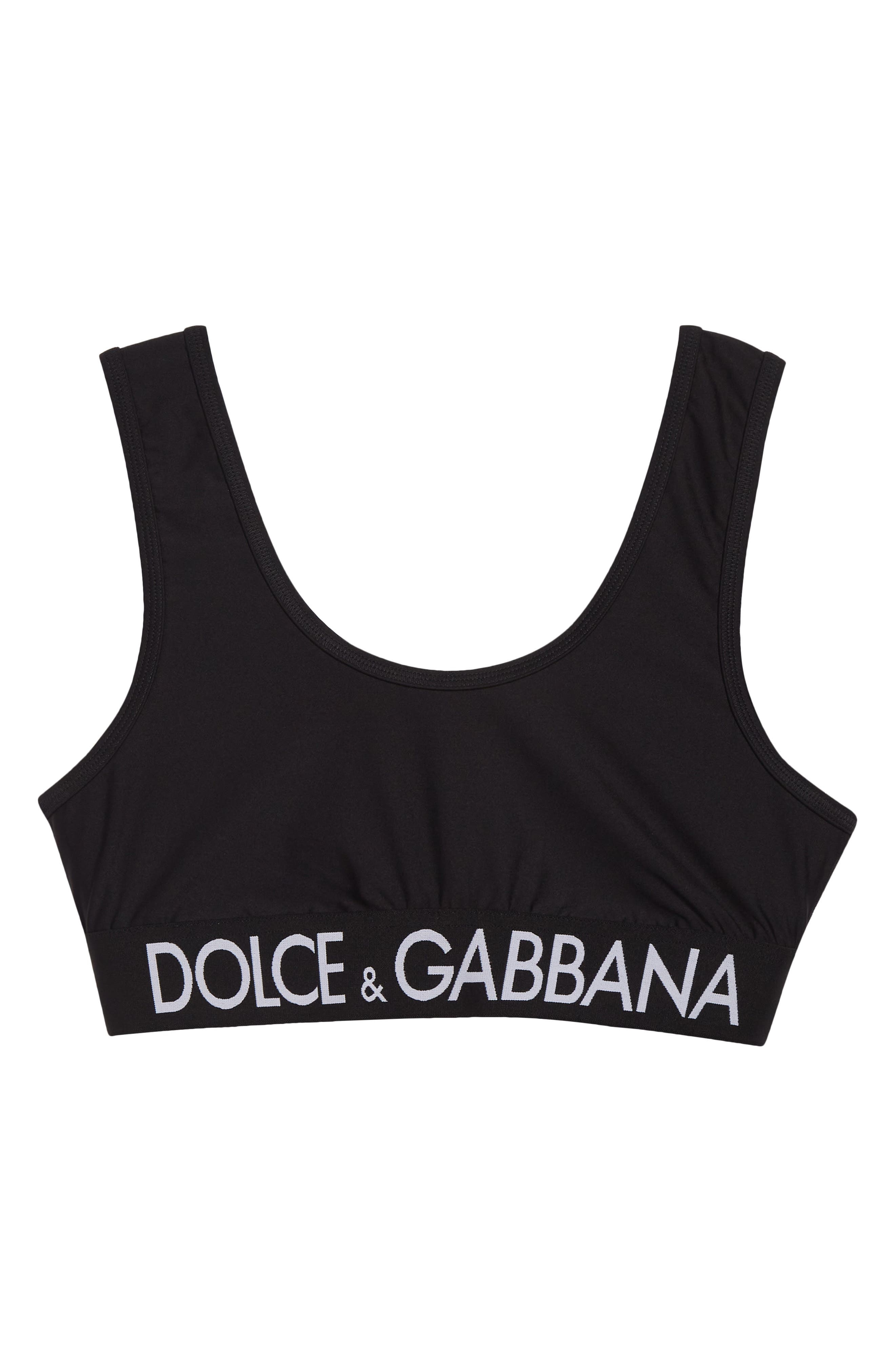 Dolce&Gabbana Logo Band Jersey Sports Bra in N0000 Black at Nordstrom - 5