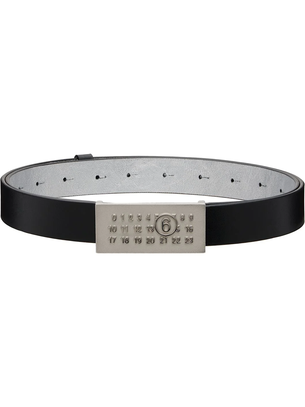 Black Numeric Buckle Leather Belt - 1