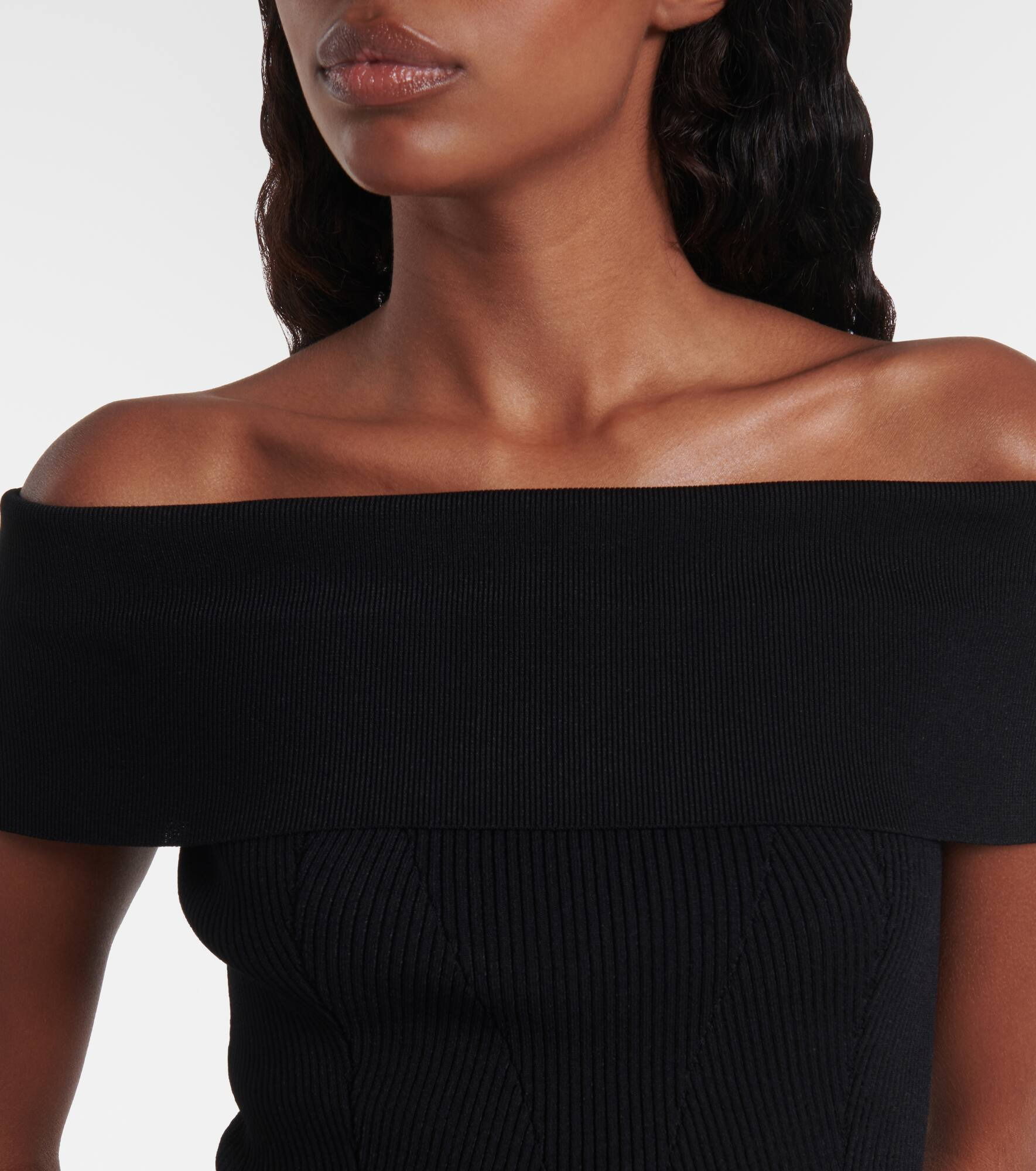 Ribbed-knit off-shoulder top - 4