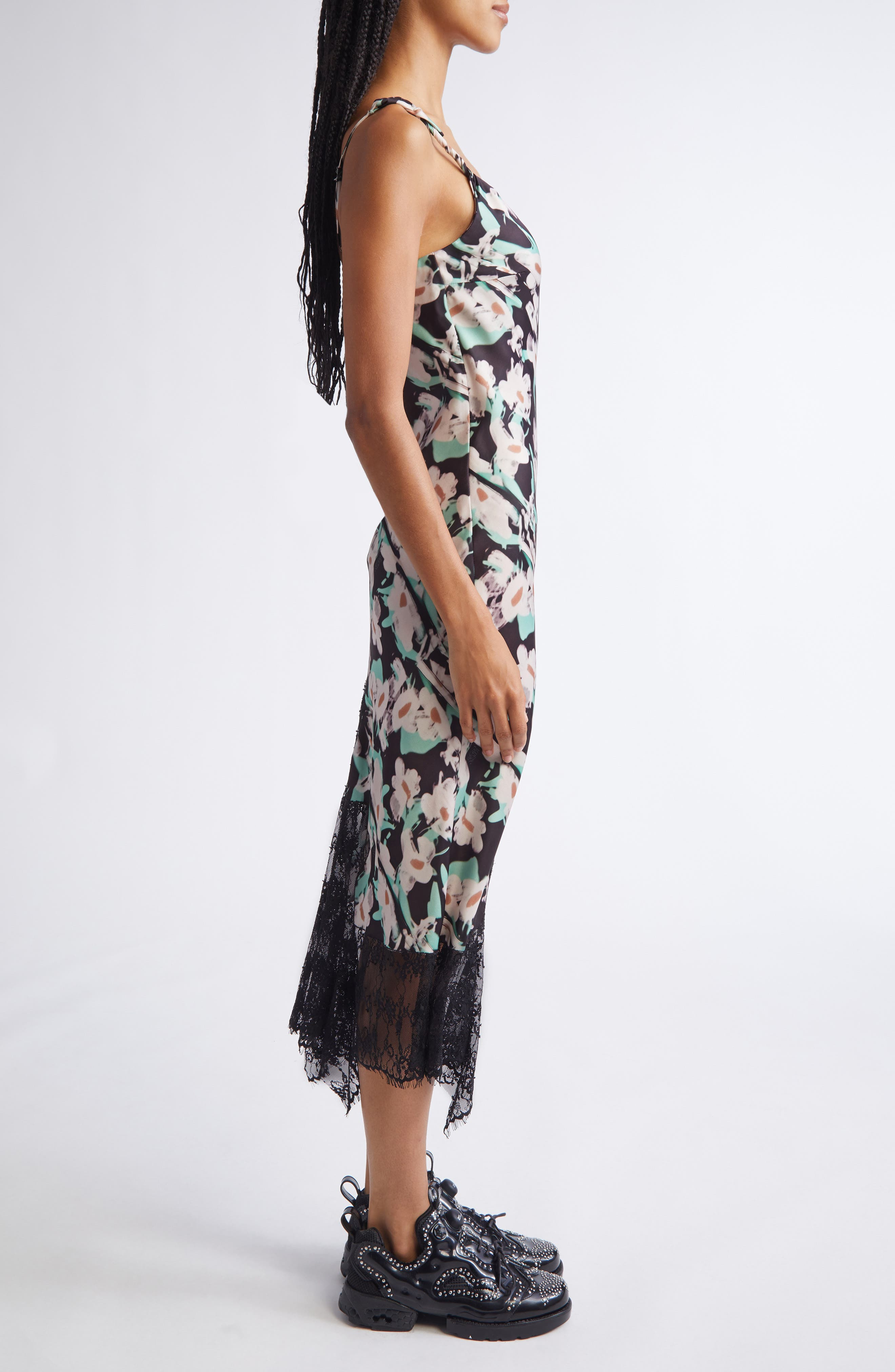 Collina Strada Cypress Painted Daisy Lace Trim Slipdress in Black Painted Daisy at Nordstrom - 3