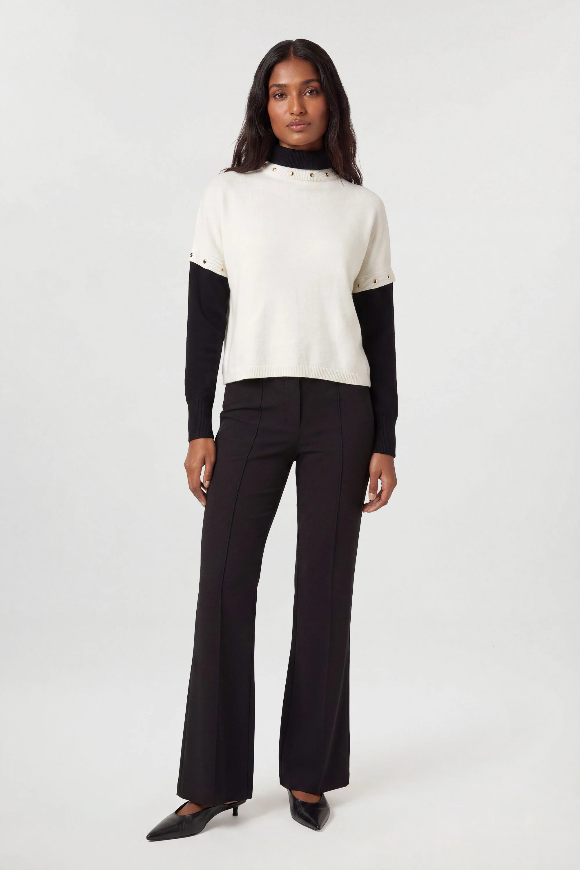 Cashmere Button Off Sleeve And Polo Neck Sweater - 1