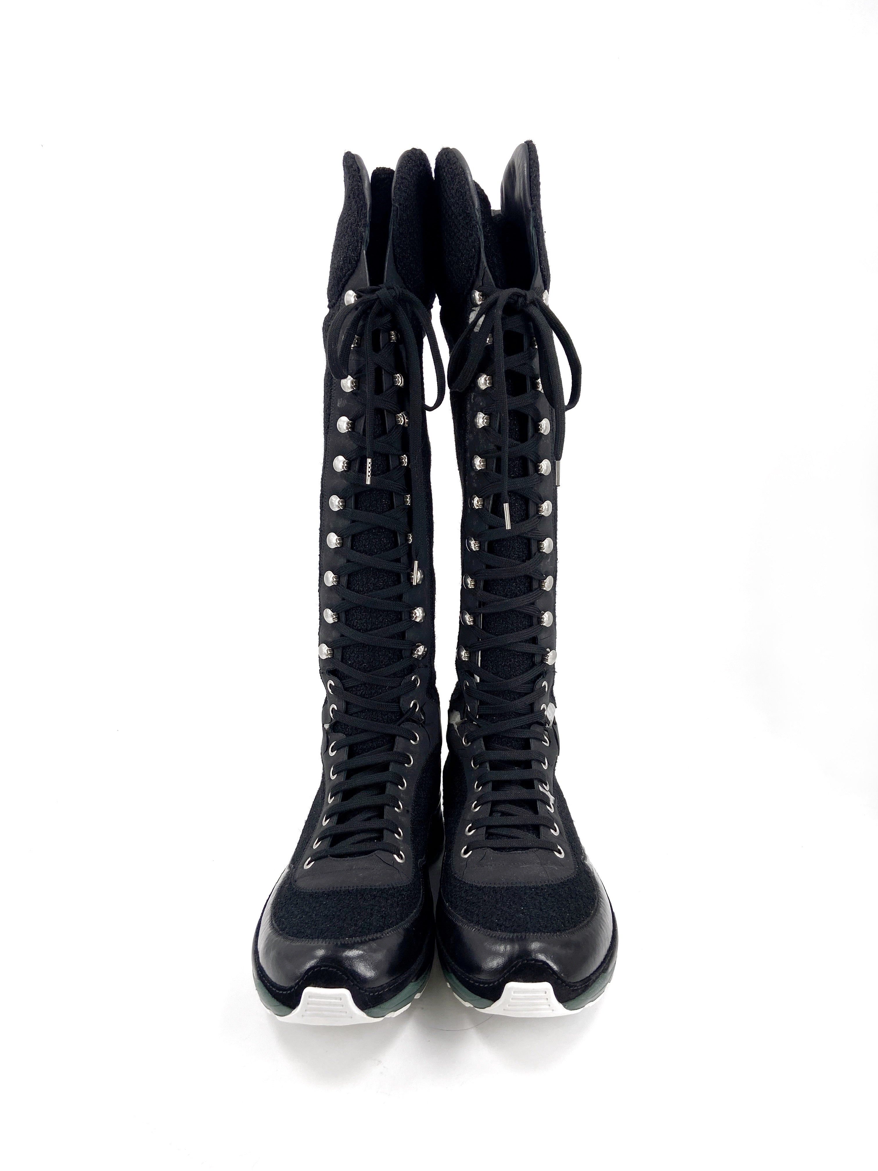 CHANEL Chanel Fall 2014 Karl Lagerfeld Tweed Sneaker Boot 41