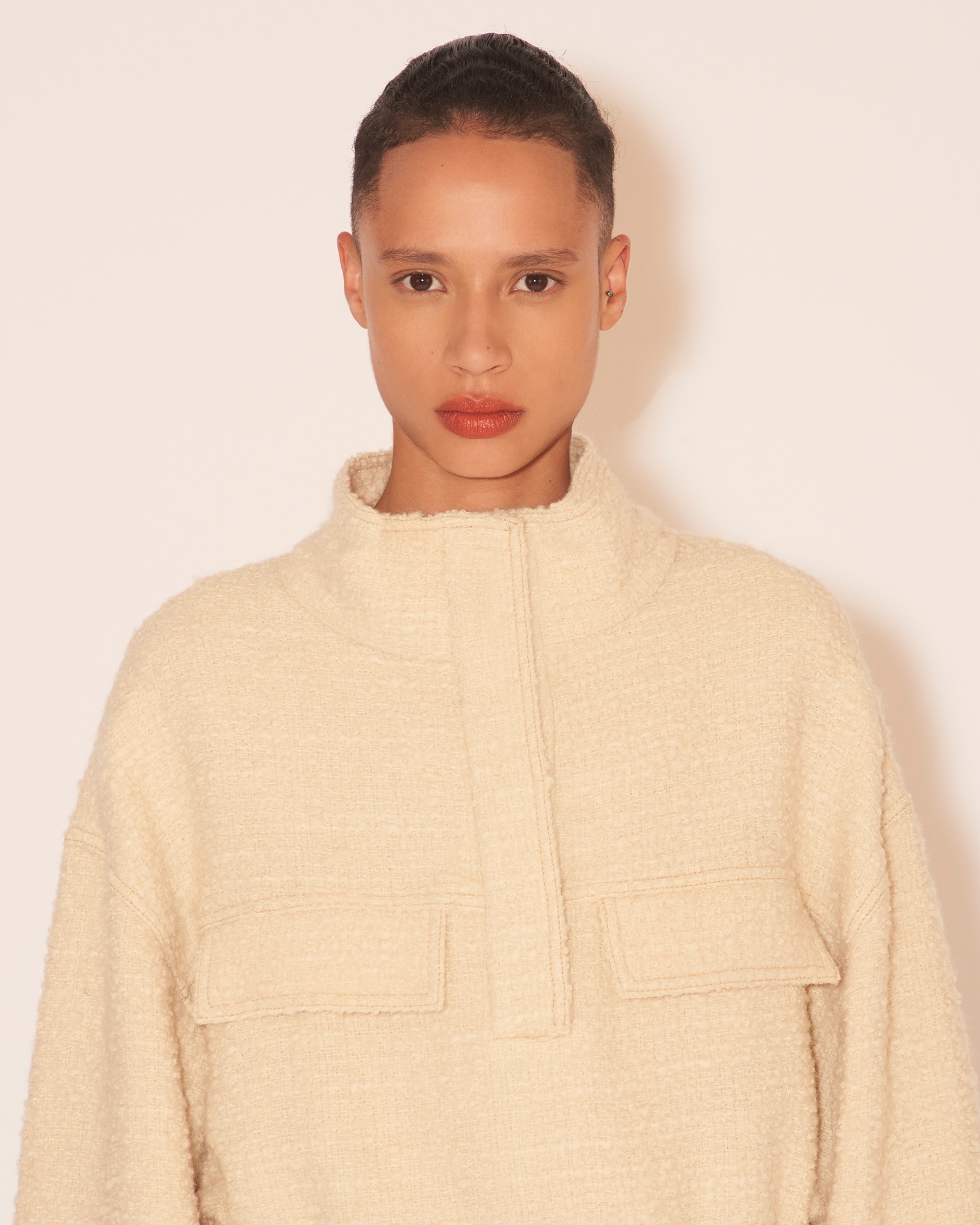TASIA - Funnel neck jacket - Creme - 6