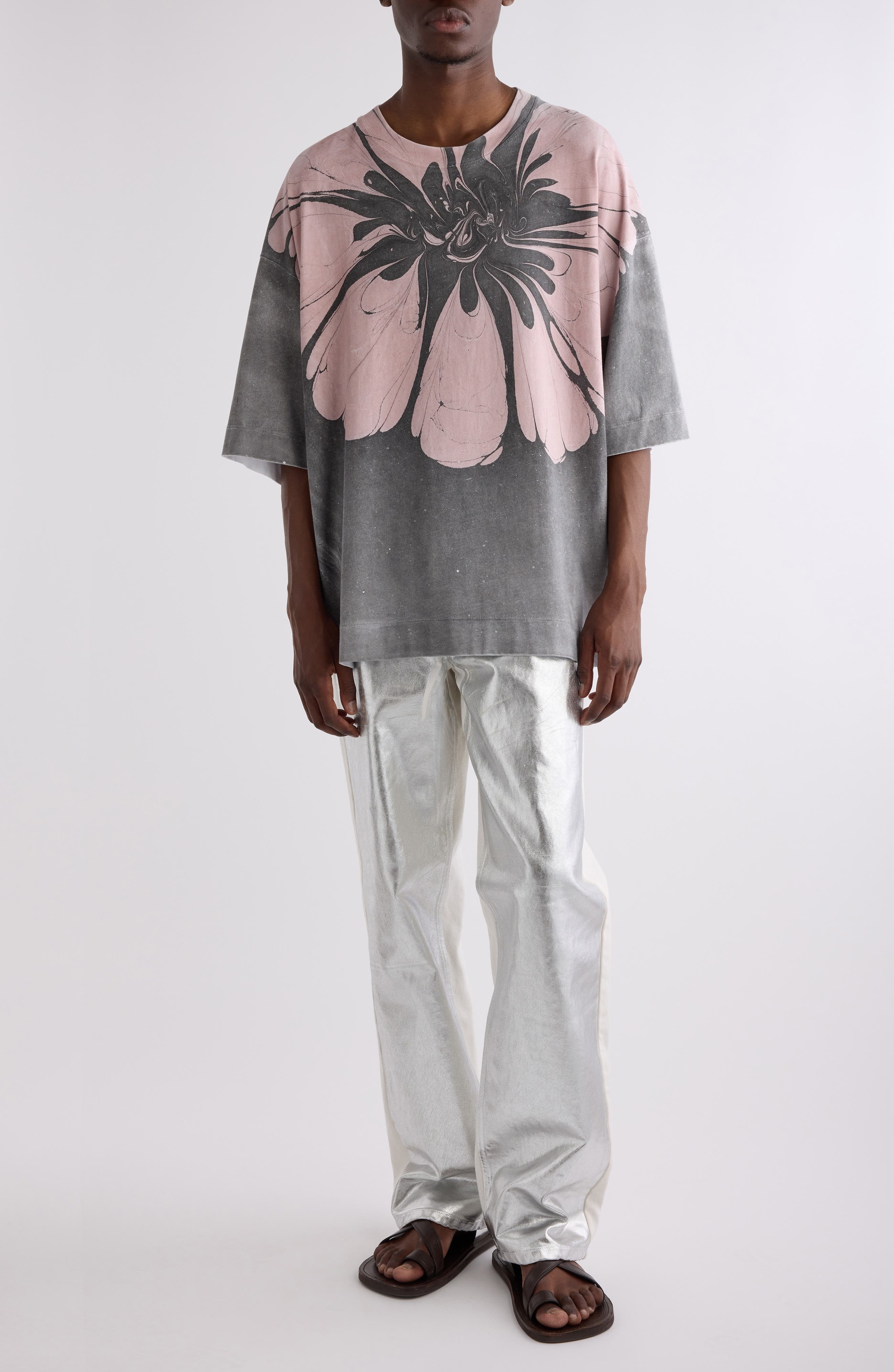 Dries Van Noten Hen Floral & Solid Oversize T-Shirt in Dessin at Nordstrom - 2