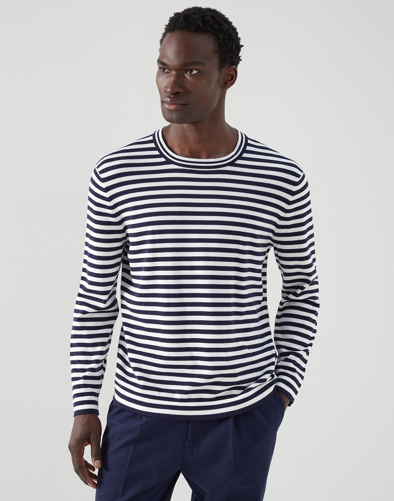 Striped lightweight cotton sweater 1