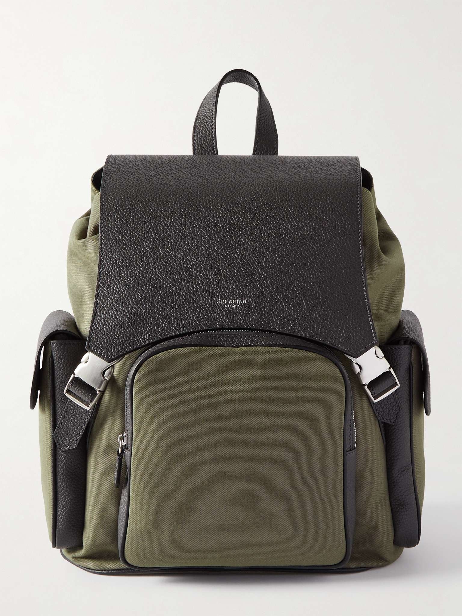 Leather-Panelled Canvas Backpack - 1