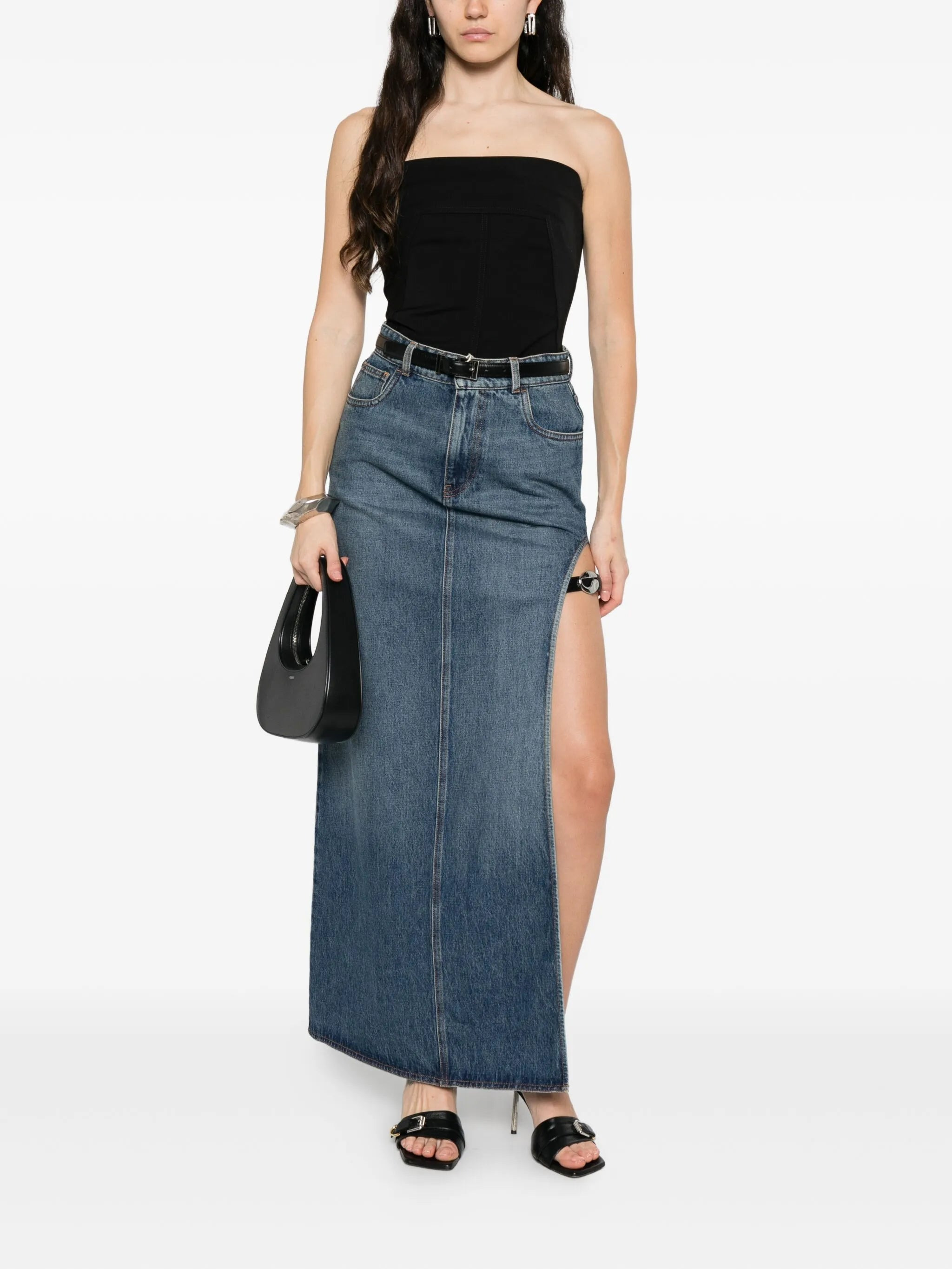 Coperni Garder Belt-detail Side-split Denim Skirt - 3
