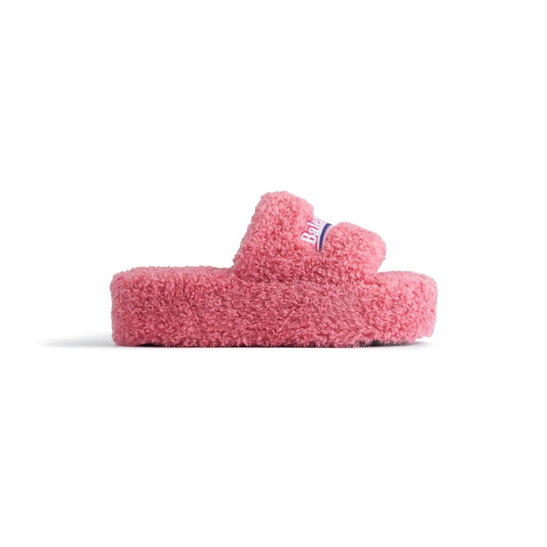 Women's Furry Platform Sandal  in Pink - 1