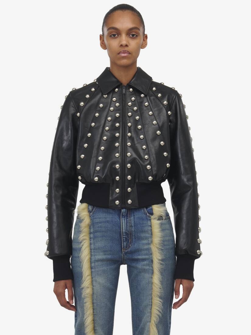 Alexander McQueen Studded Leather Bomber Jacket Alexander McQueen Studded Leather Bomber Jacket