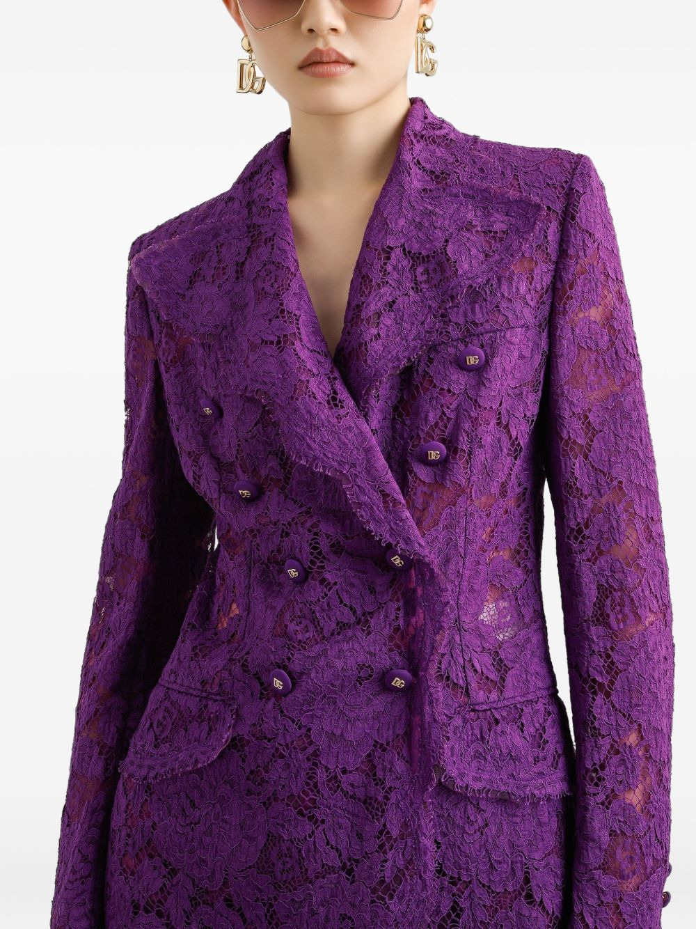 lace-detailing blazer - 4