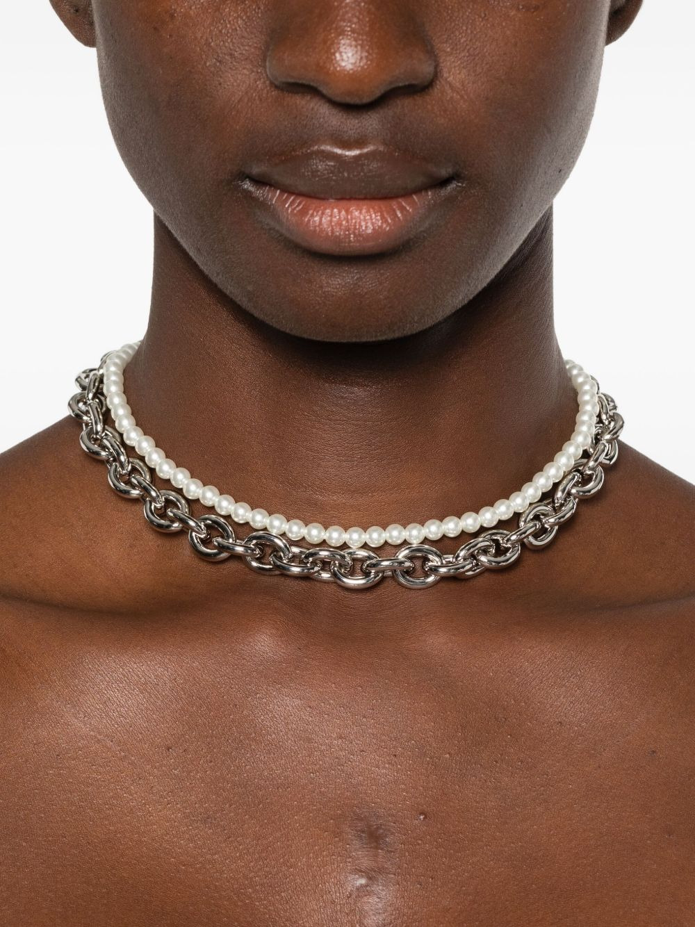 faux pearl embellished necklace - 2