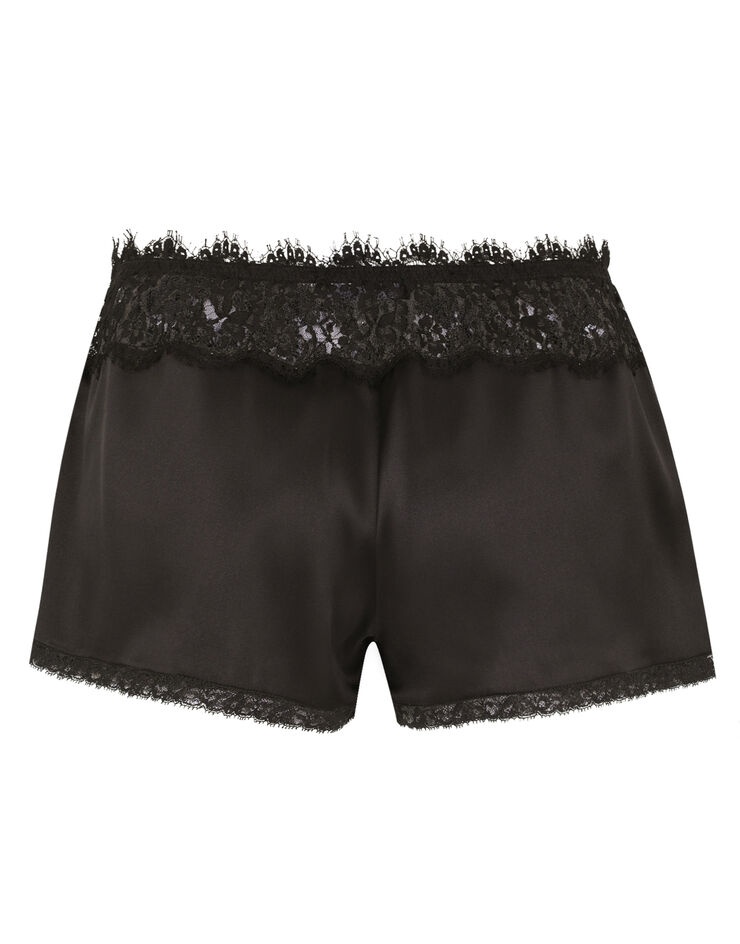 Satin lingerie shorts with lace details - 3