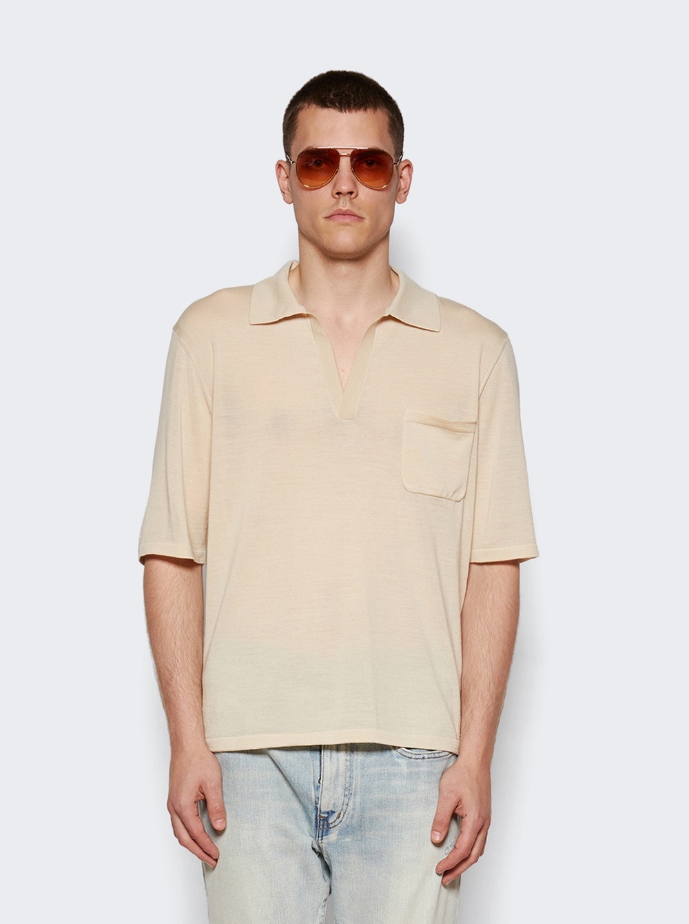 Cassandre Wool Polo Shirt Ecru - 3