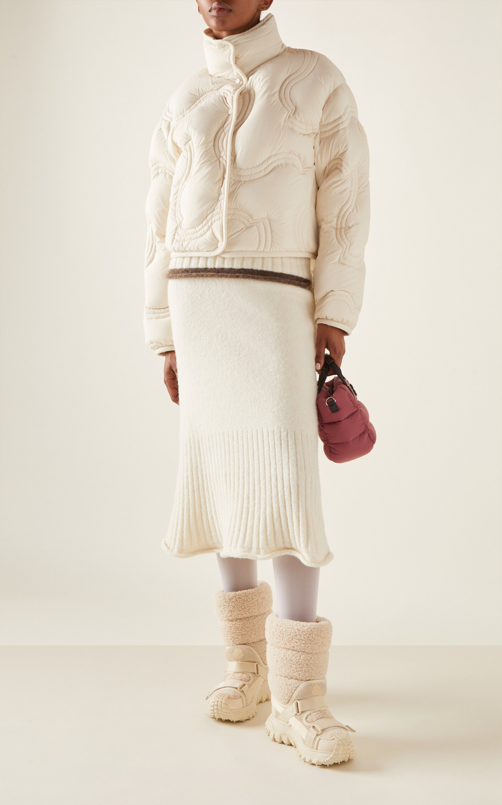 Beryl Embroidered Nylon Down Jacket white - 3