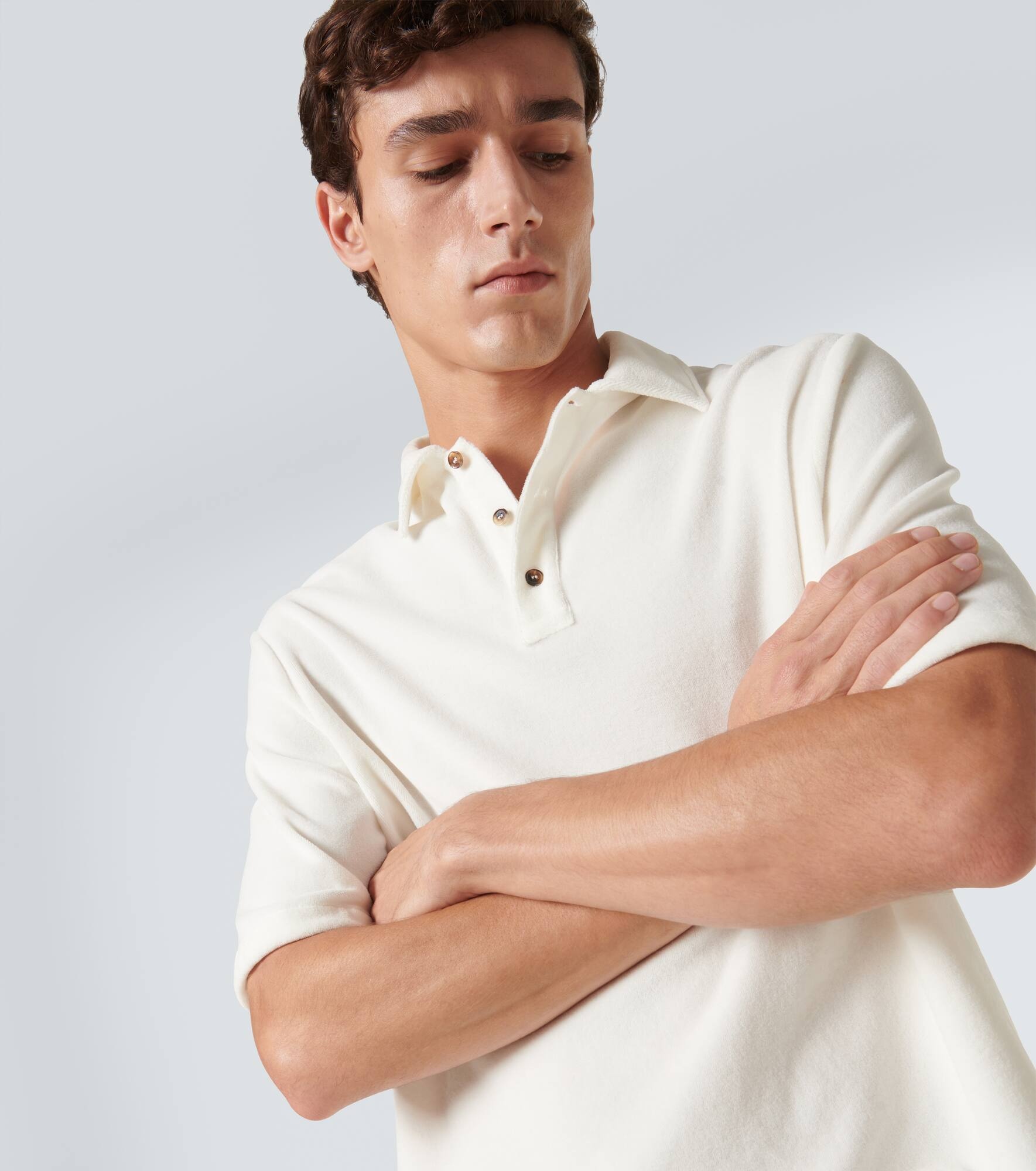 Murano cotton and silk velour polo shirt - 5