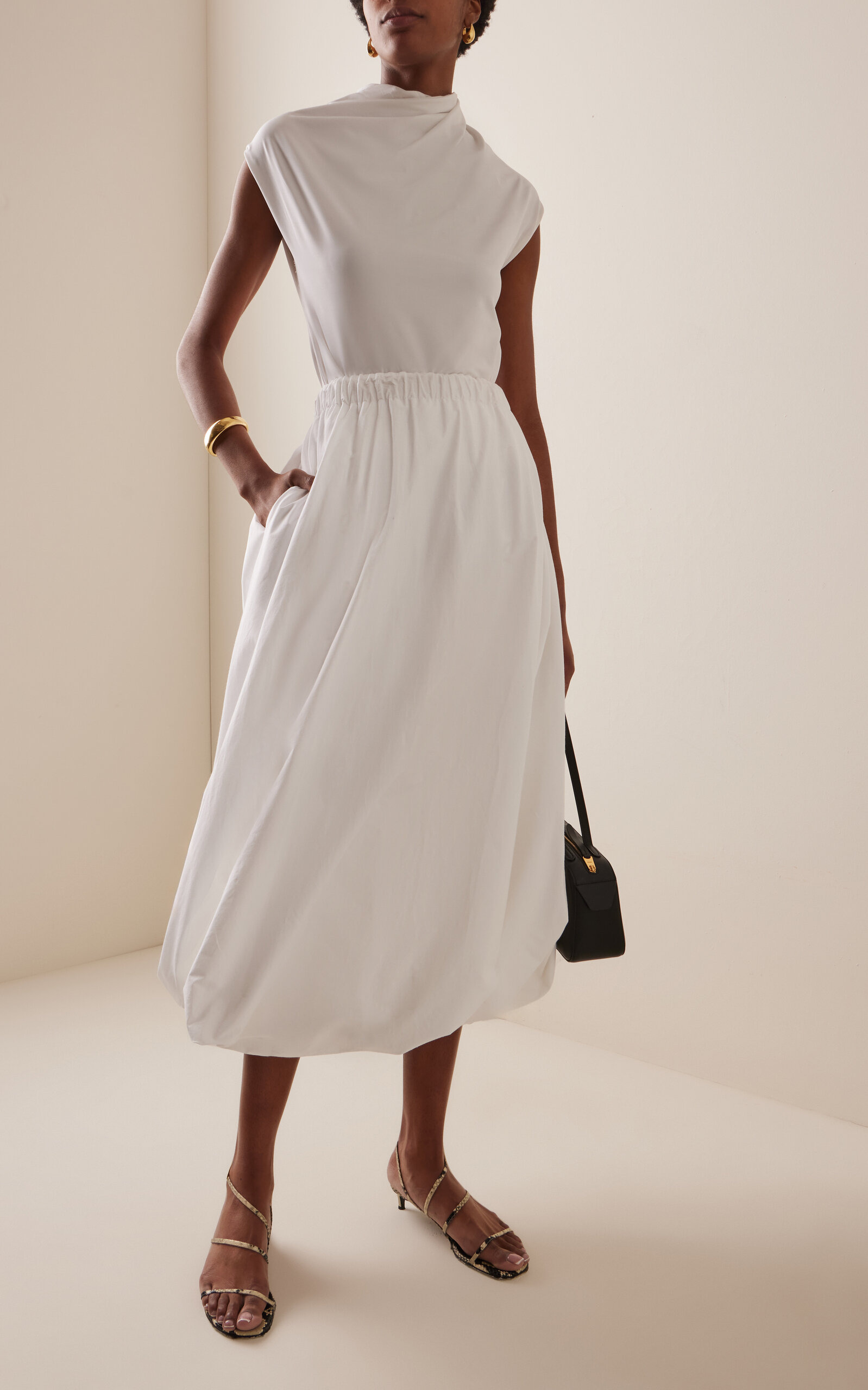 Twist-Neck Jersey Top white - 3