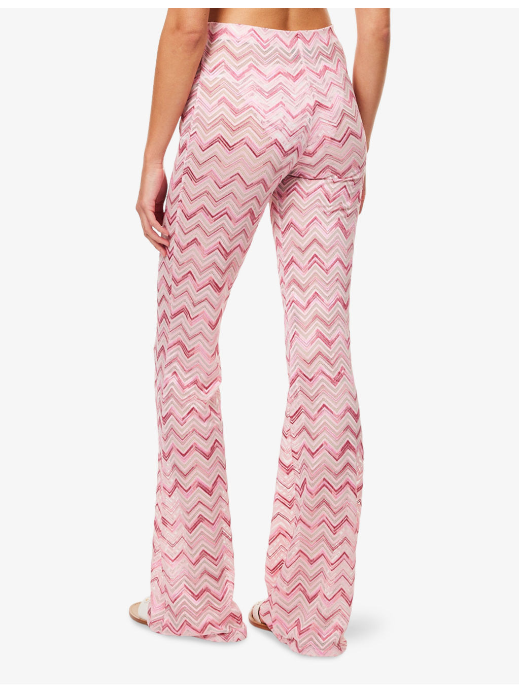 Chevron-Pattern Straight-Leg Mid-Rise Woven Trousers - 3