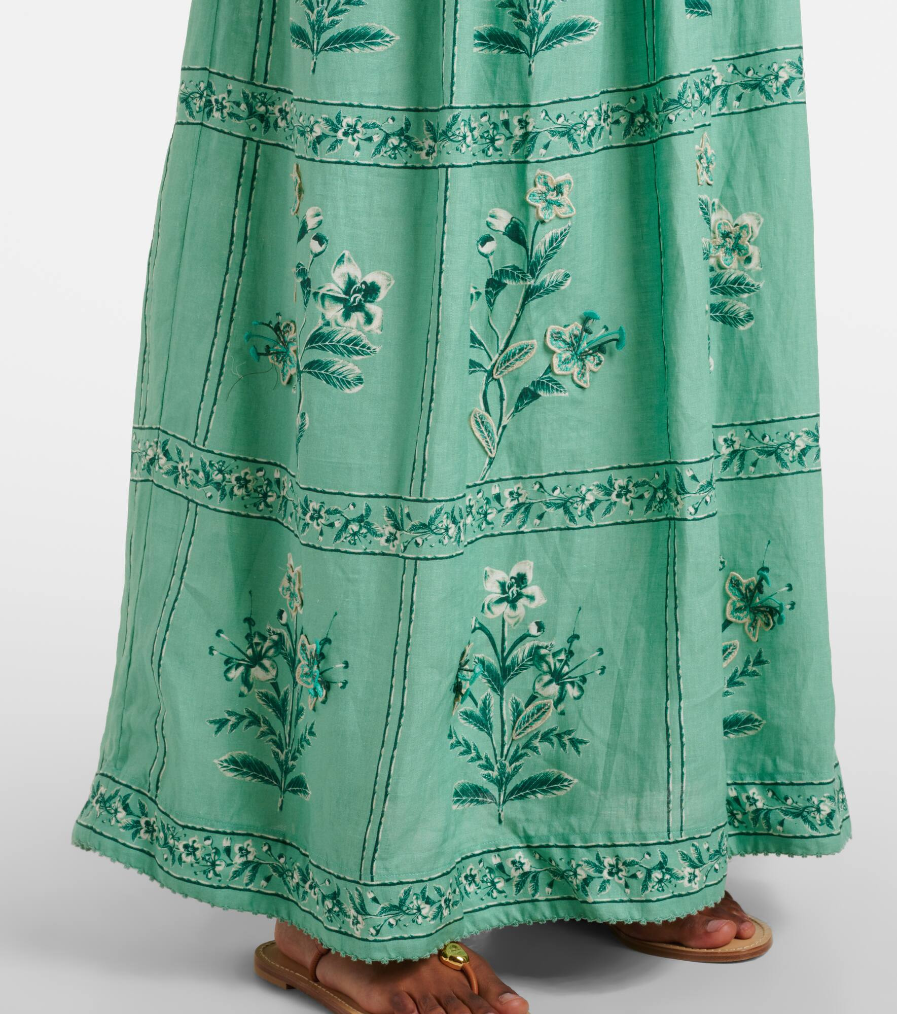 Barbara embroidered linen maxi dress - 5