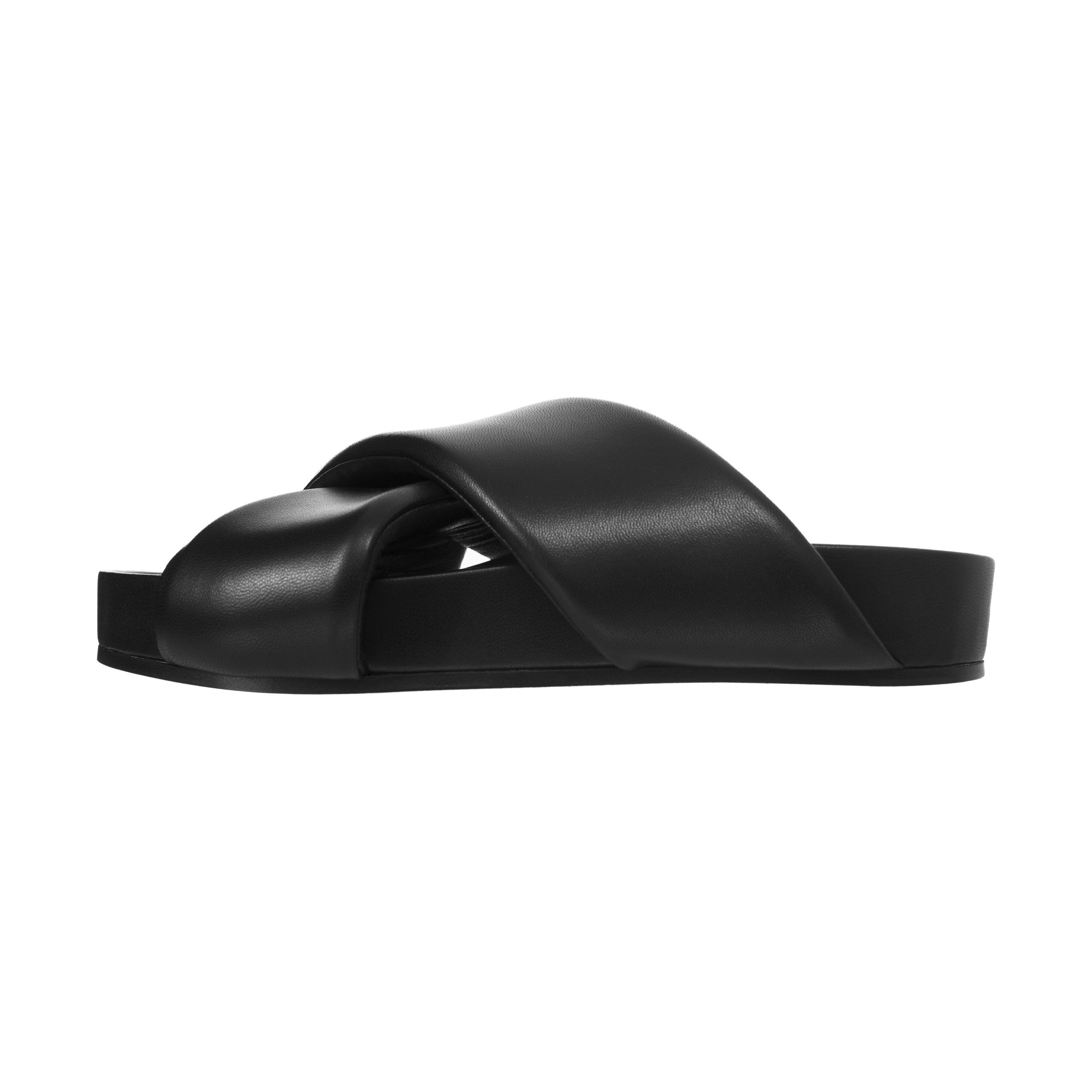 CROSS-STRAP LEATHER SANDALS - 3