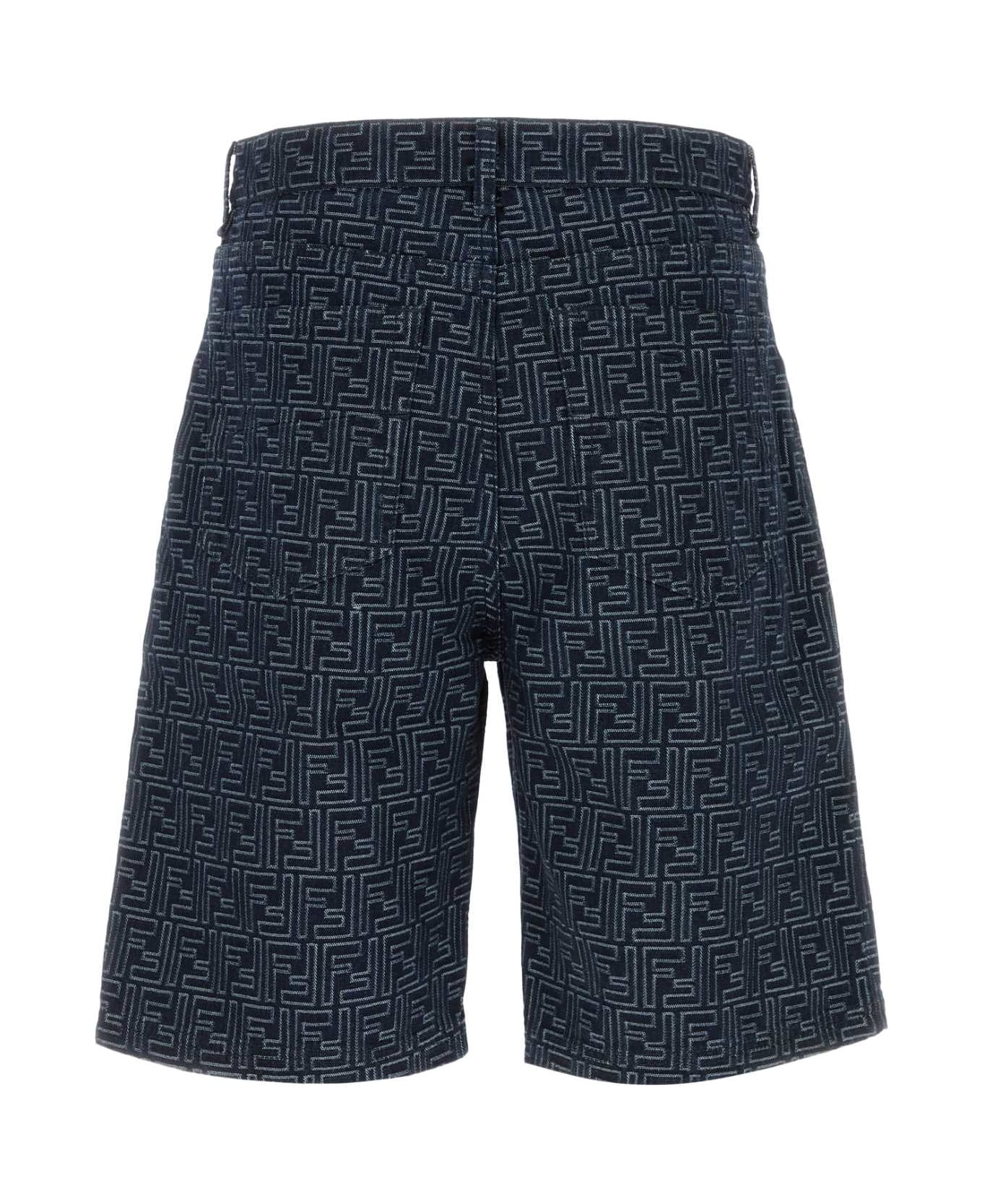 Embroidered Denim Bermuda Shorts - 2