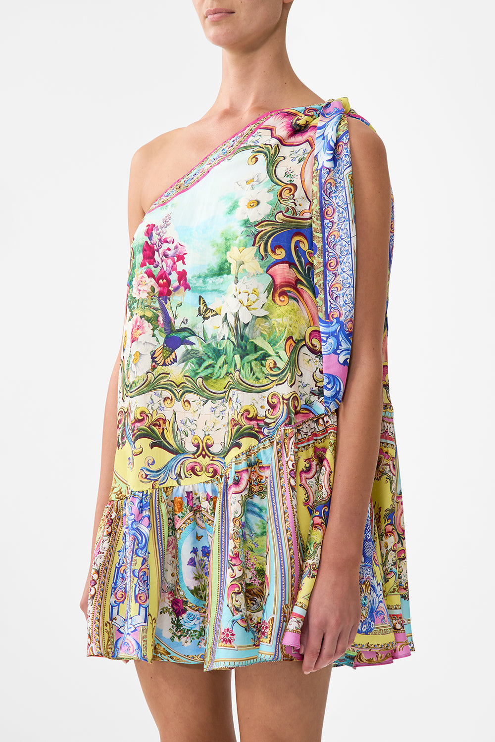 TIE ONE SHOULDER SHORT DRESS - 5