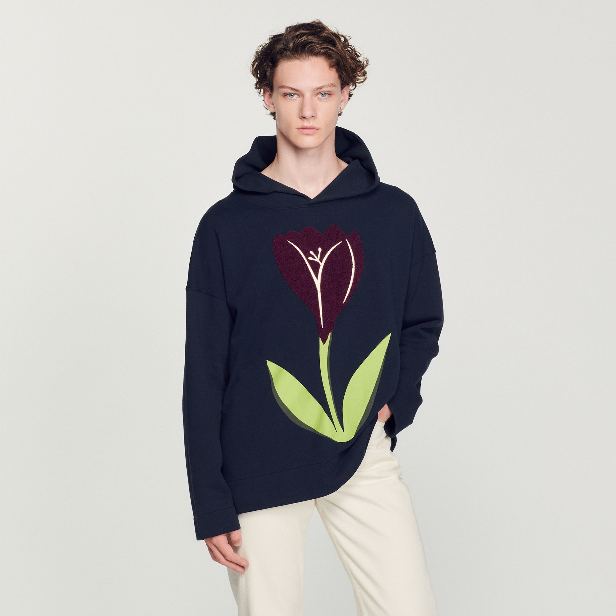 Embroidered tulip hoodie - 5