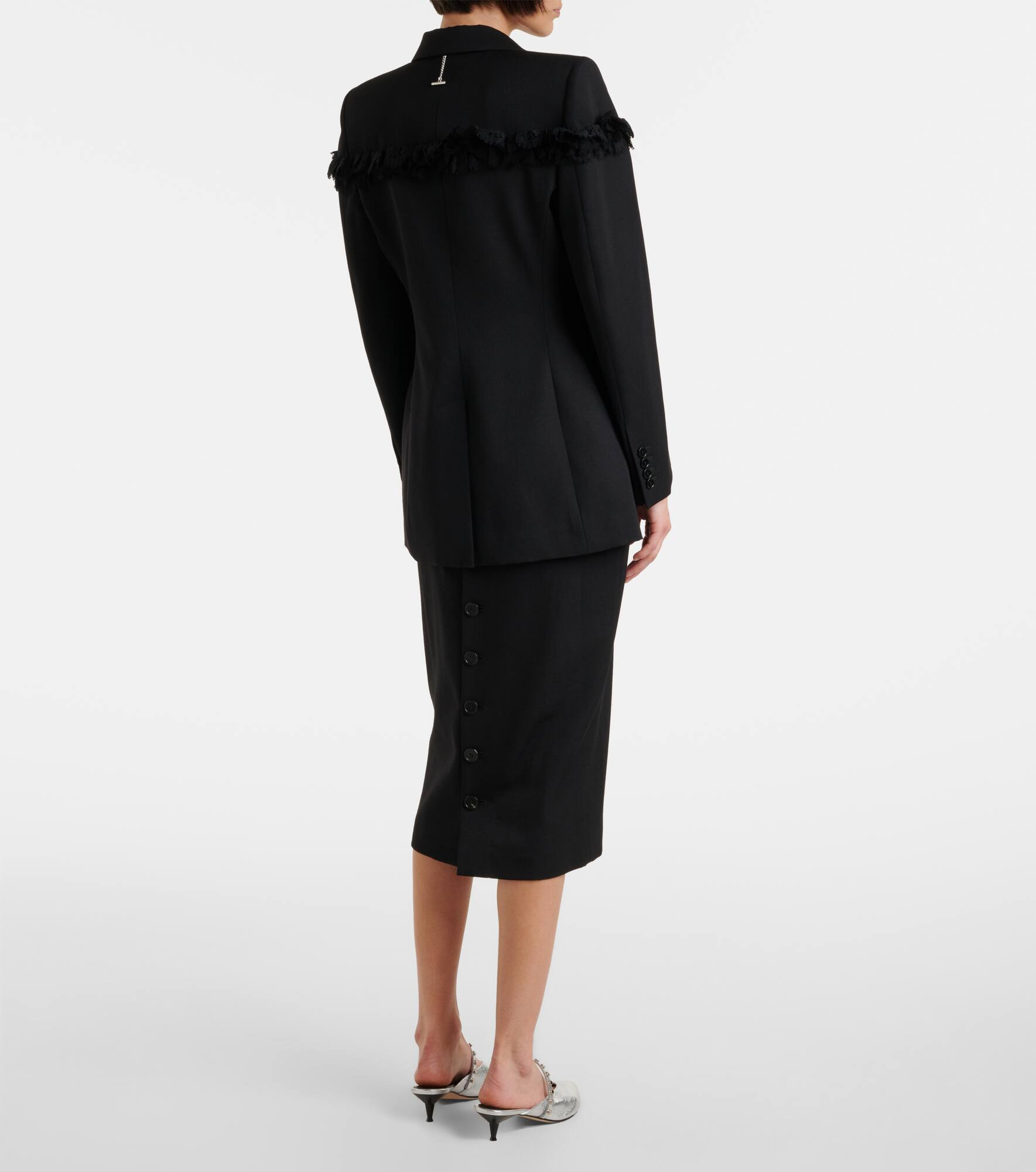 Lace-trimmed wool blazer - 3