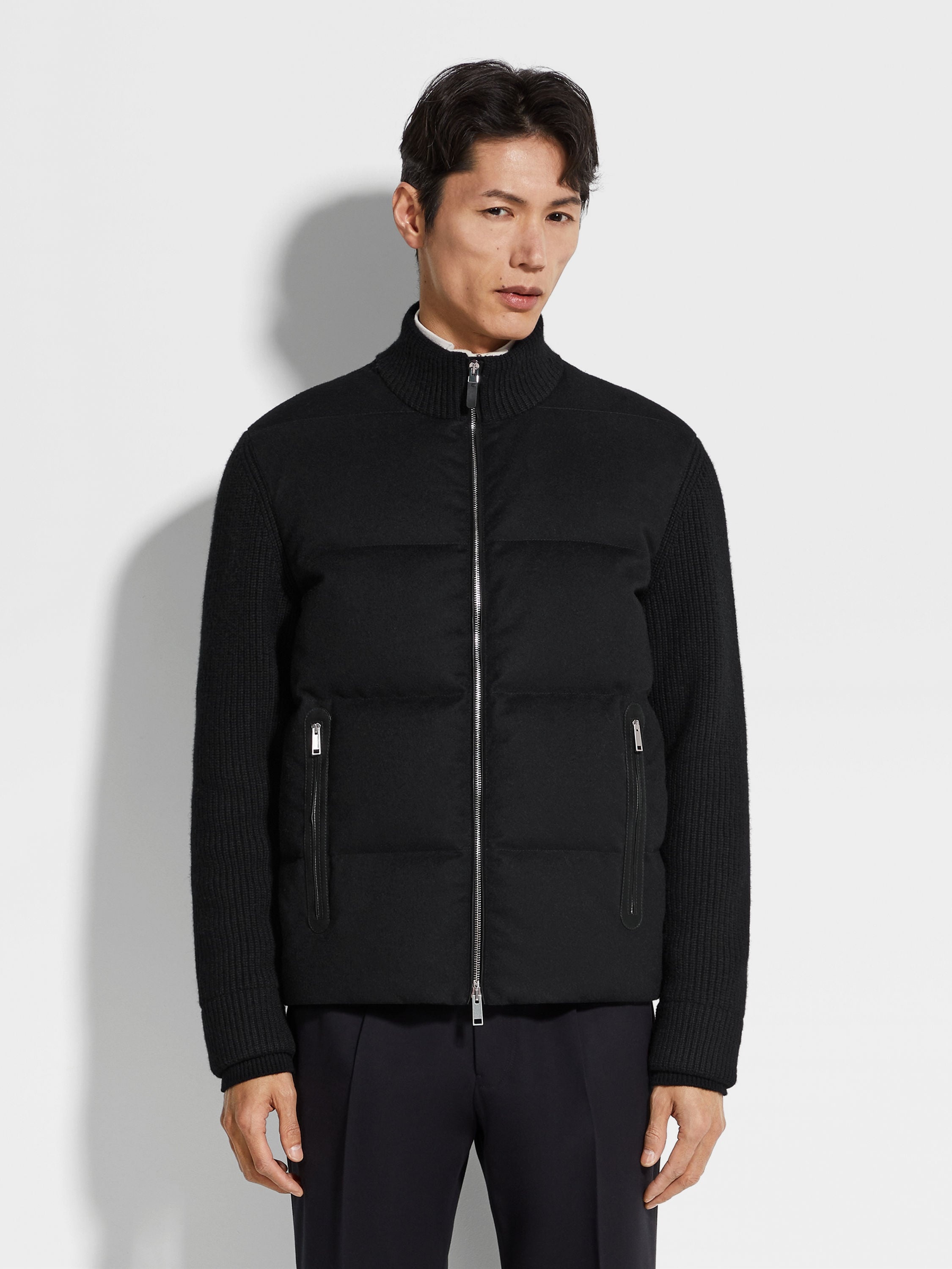BLACK OASI CASHMERE FULL ZIP BLOUSON - 4