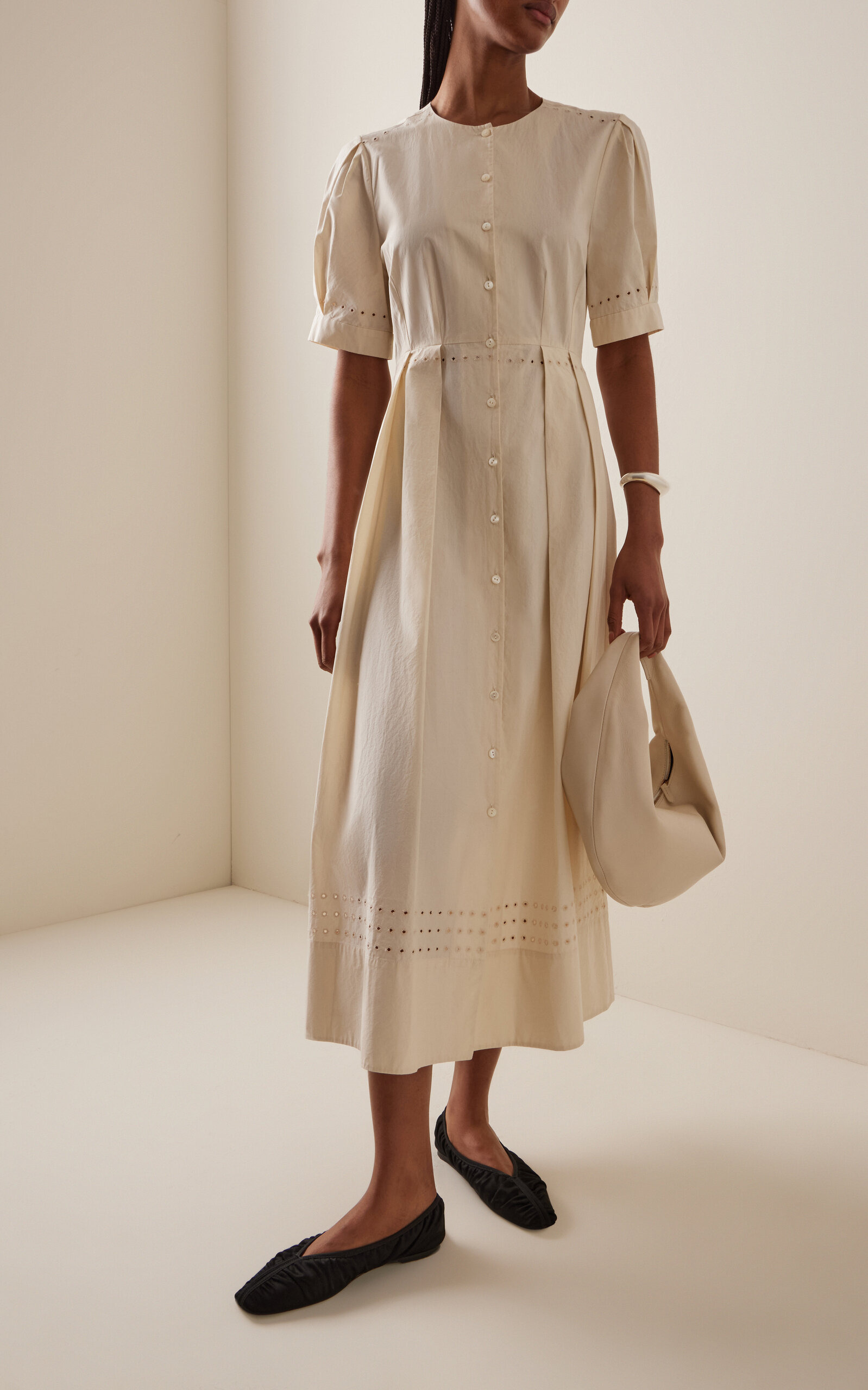 Harper Cotton Midi Dress ivory - 2